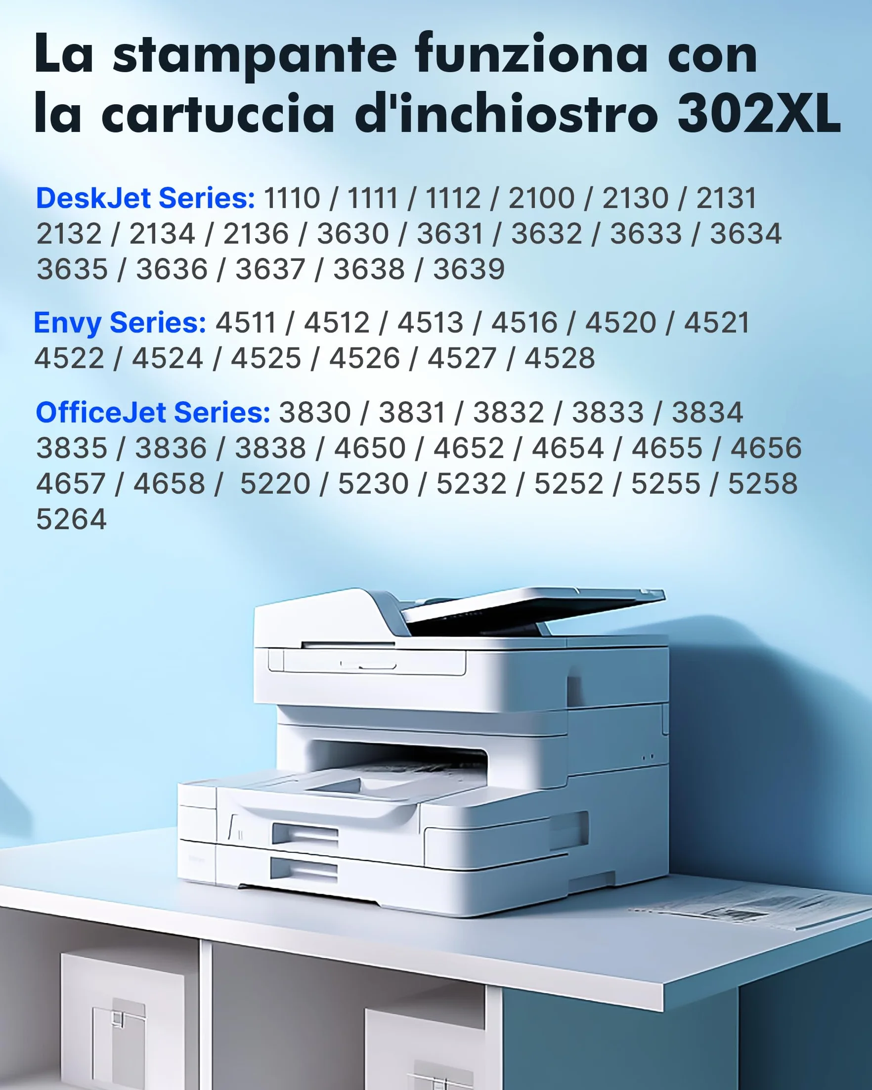 Cartucce d'inchiostro HP 302 XL 302XL Nero e Colore per HP Envy 4520, Officejet 3830, DeskJet 3630 (2-Pack)