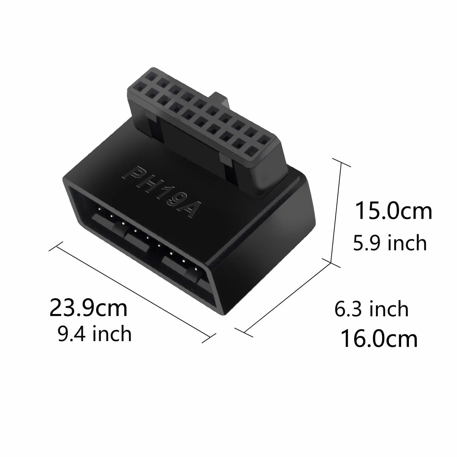USB 3.0 Motherboard Adapter 90 Degrees - L-Shaped Male to Female Connector | High-Speed 19-Pin/20-Pin Front Panel Header | Internal Cable Extension for Desktop Motherboards | USB Adapter
