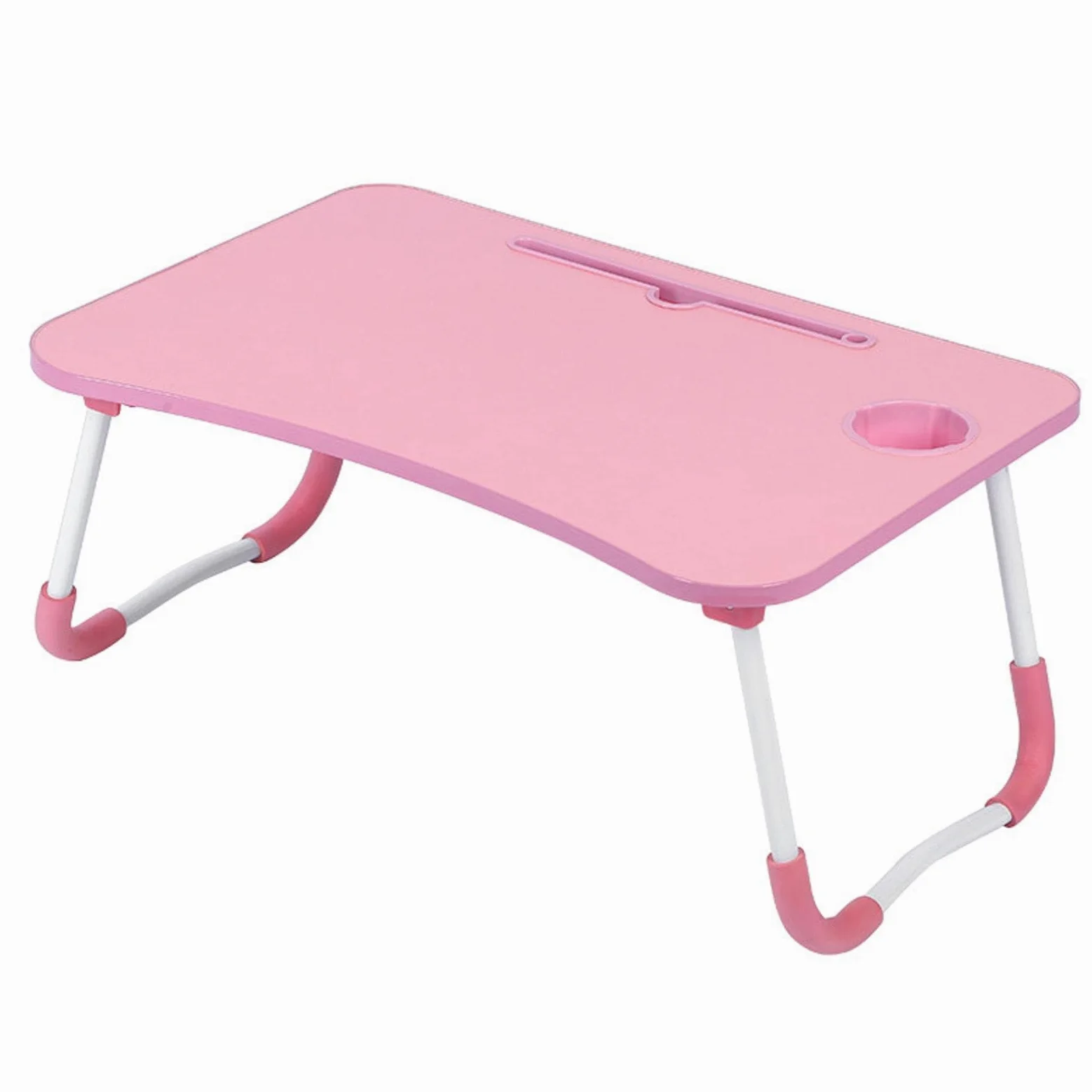 Scrivania per Laptop Multifunzionale Supporto per Laptop Pigro Tavolino Pieghevole Portatile Tavolino da Letto con Cassetto Portaoggetti,Pink