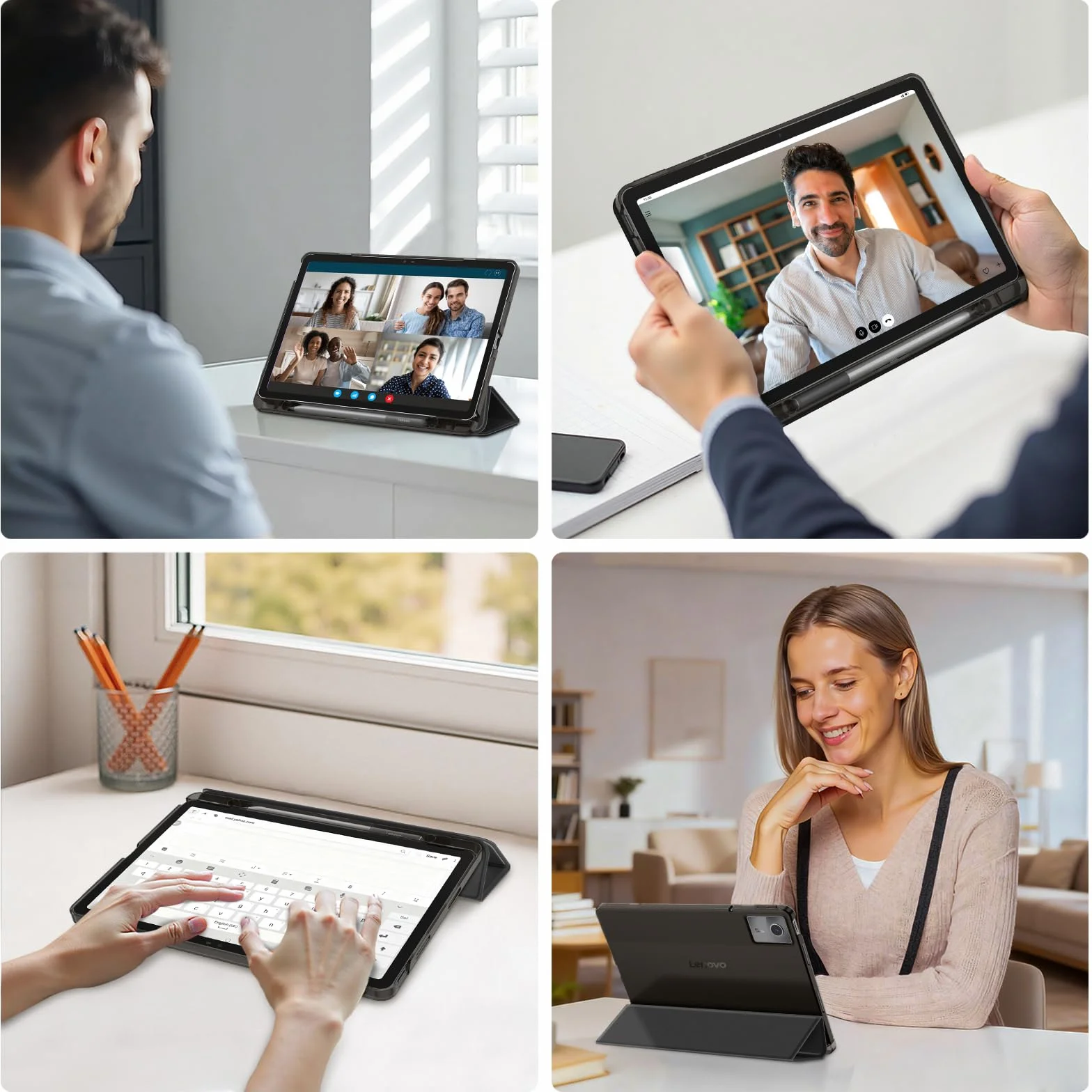 FINTIE Cover per Lenovo Idea Tab 11 Pollici 2025 TB-336ZU/TB-336FU Custodia Posteriore Opaca Traslucida con Portapenne Auto Sveglia/Sonno, Nero