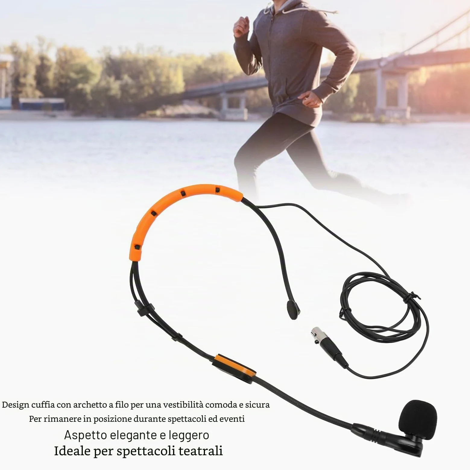 Microfono Ad Archetto per Wireless Shure PGA31 SM31 SM35, Microfono a Condensatore con Cuffia, con Connettore TQG, Resistente Alle Intemperie (YELLOW)