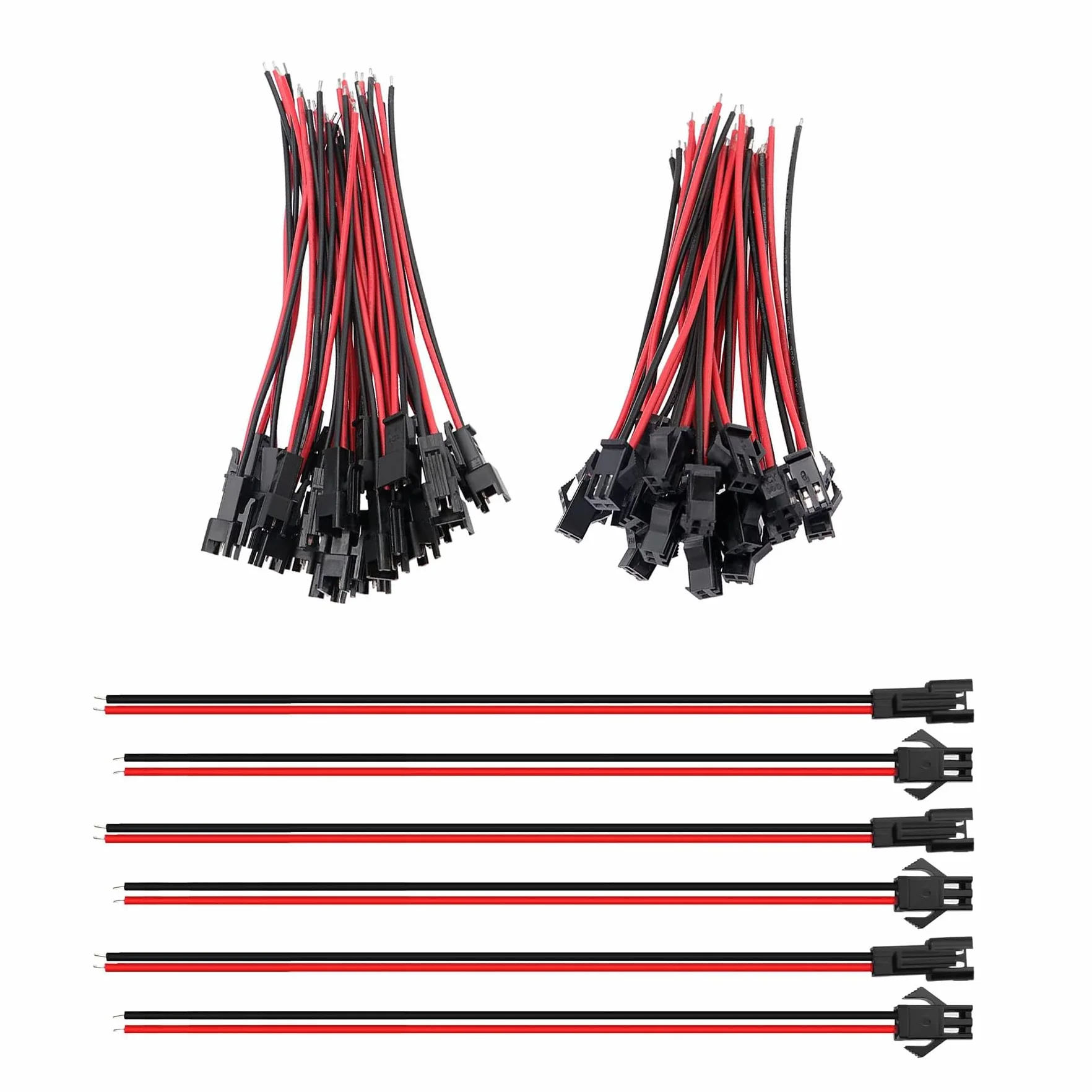 30 Paia JST SM 2 Pin Plug Maschio a Femmina Cavo Adattatore,22 AWG JST 2-Pin Adattatore Micro Elettrico Spina,Connettore Maschio e Femmina,con 150 mm Cavo,Elettrico Filo per Luce LED