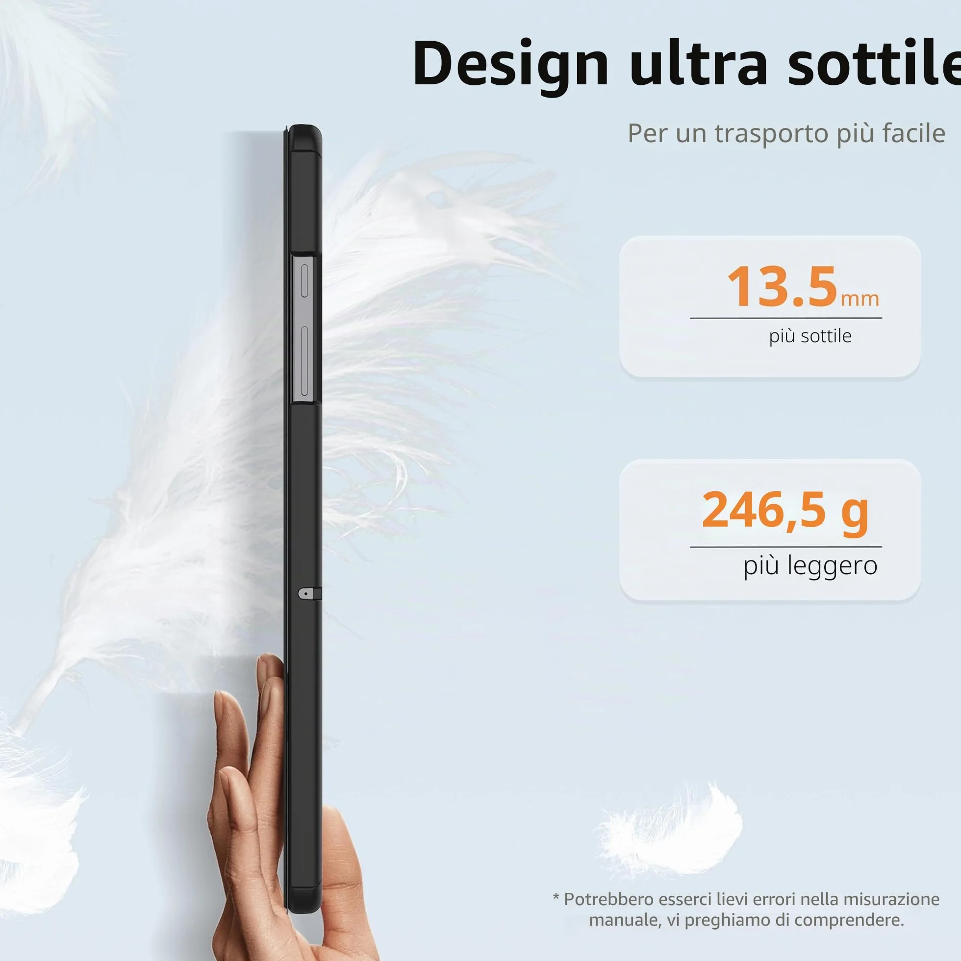 Custodia Compatibile Samsung Galaxy Tab A9+ Plus 11 Pollici 2023 SM-X210 X215 X216 Nero