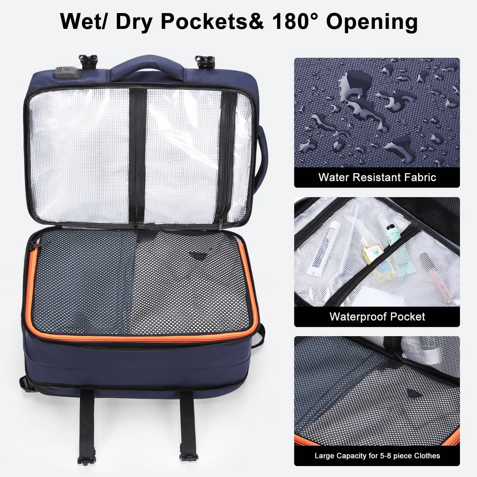 HOMIEE Zaino da Viaggio Aereo Zaino Porta PC 15.6 Pollici Zaini Uomo Impermeabile Anti-furto Antifurto Zaino Computer Portatile con Caricatore USB per Scuola Lavor Università