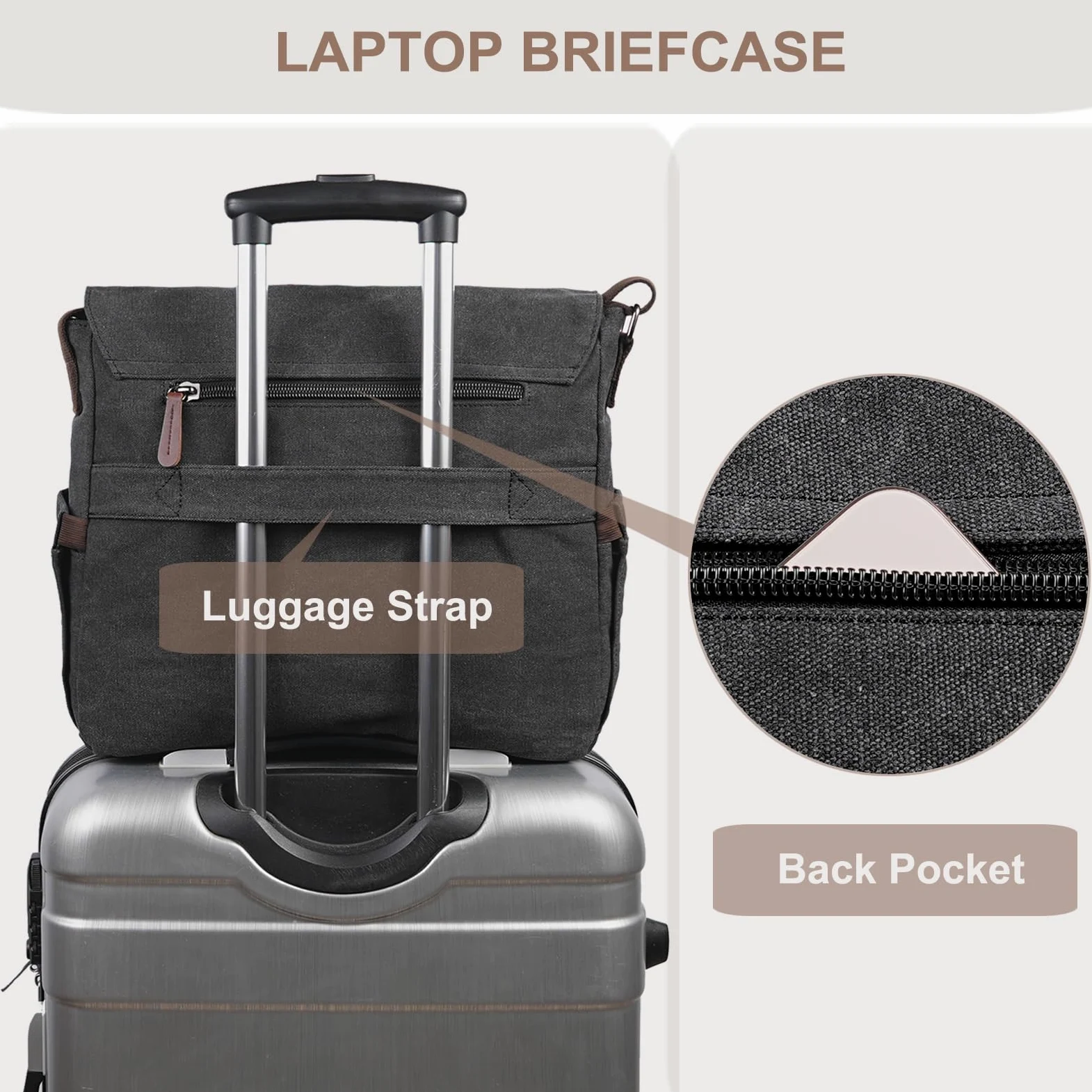 Canvas Messenger Bag for Men Women,Travel Satchel Shoulder bag 15.6 Inch Laptop Bag briefcase Business