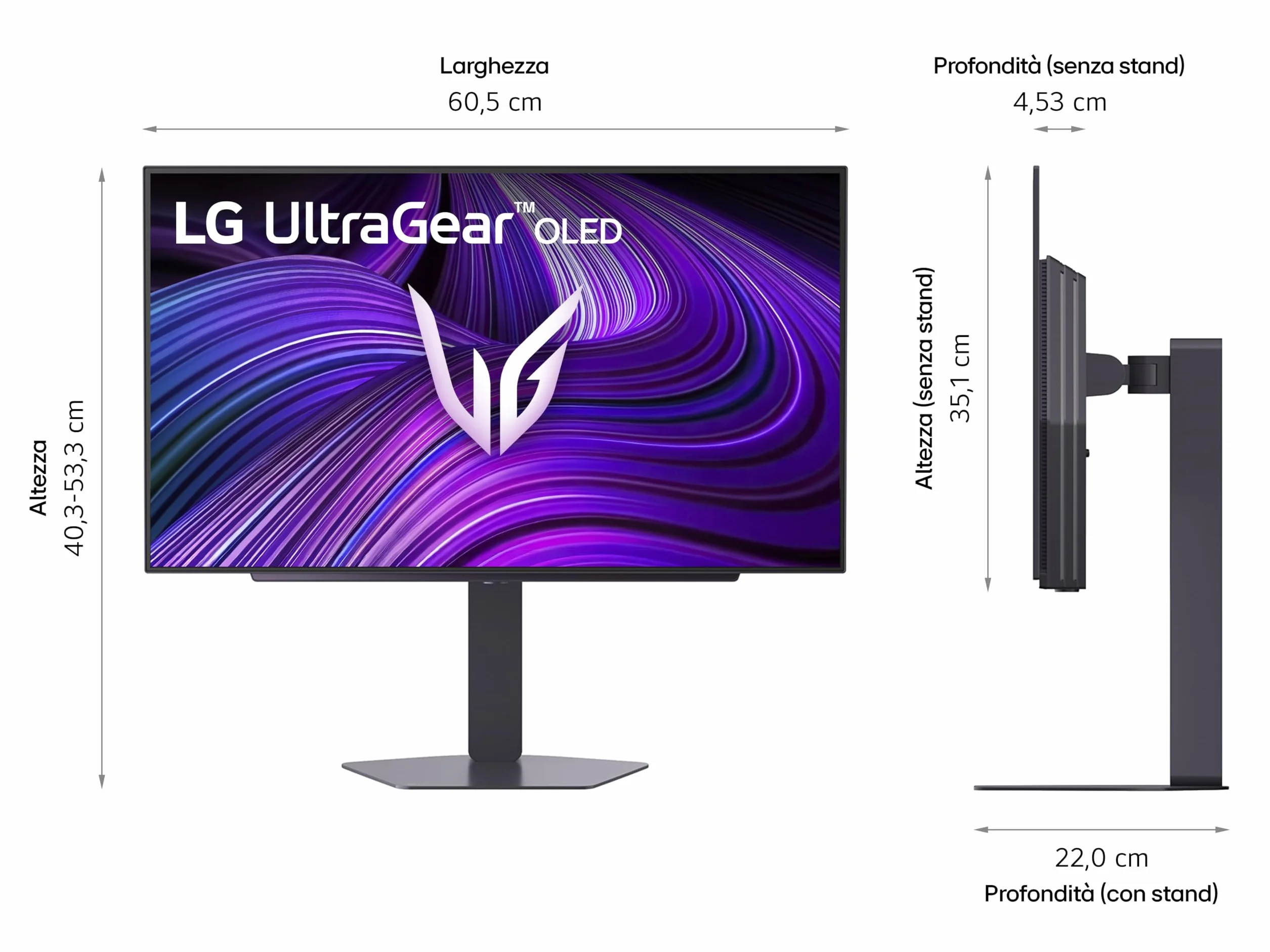 LG UltraGear OLED 27GX704A Monitor Gaming 27" QHD (2560x1440), 240Hz, 0,03ms (GtG), OLED, G-Sync, FreeSync Premium Pro, VRR, HDR 400 True Black, HDMI 2.1, DisplayPort, Hub USB, AUX, Nero
