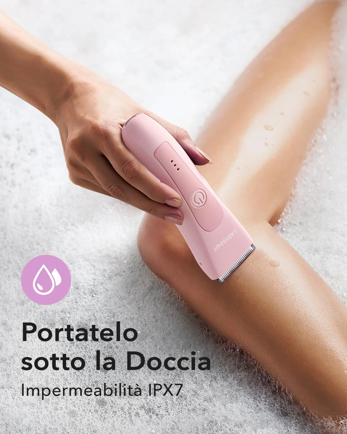 MANSPOT Depilatore Corpo Donna, Rasoio Elettrico Impermeabile con Testine in Ceramica Sostituibili (Rosa)
