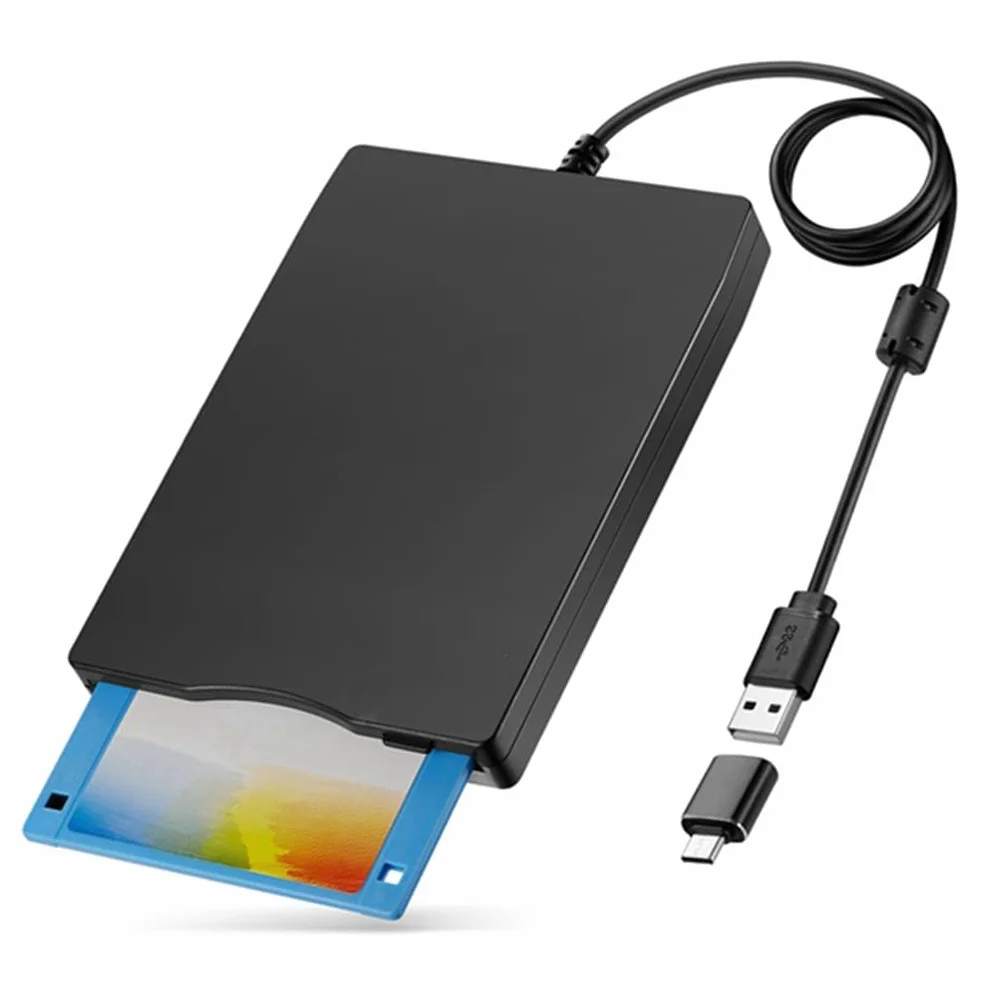 Lettore di floppy disk da 3,5 pollici, USB esterno tipo A & C, lettore di floppy disk per computer portatile