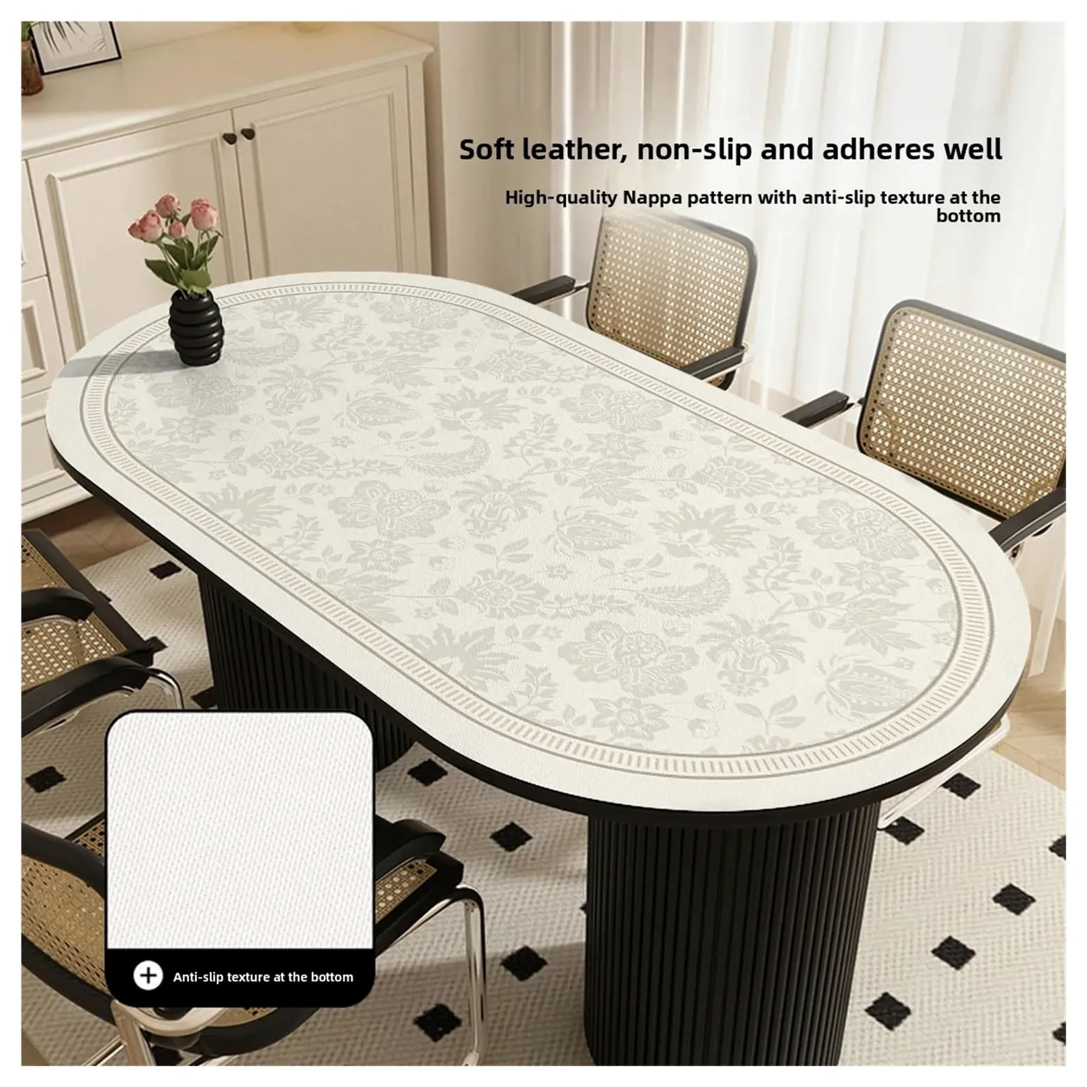 Tappetino da scrivania in pelle Tovaglietta ovale in pelle semicircolare ad arco, resistente all'olio e impermeabile for sala da pranzo(Color 5,90 * 150cm oval [a90 b150 c35])