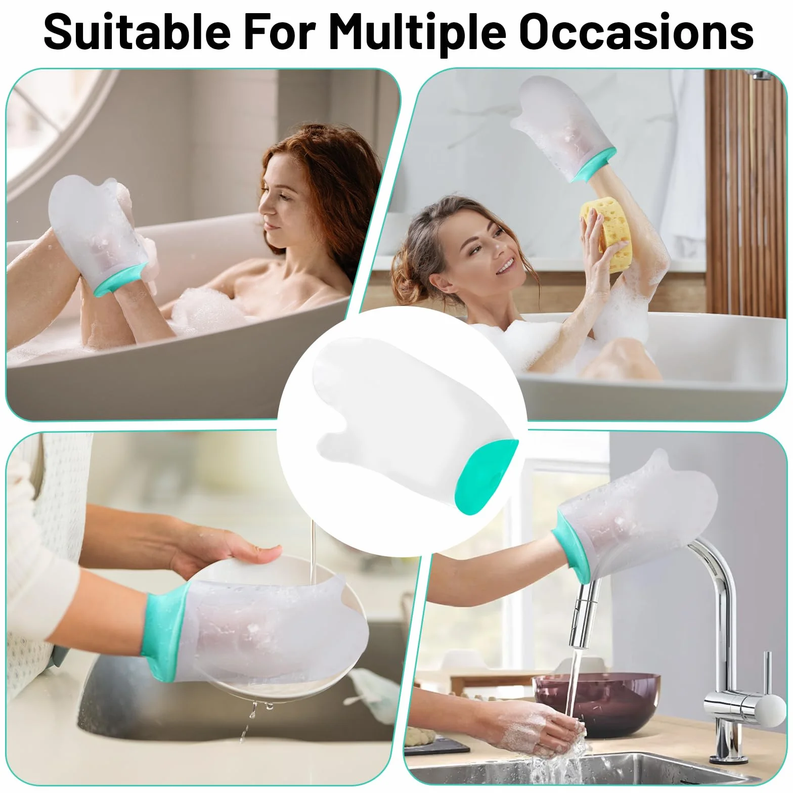 Protezione Doccia Mano Impermeabile, Protezione Morbida per Polso e Dito, Tenuta Stagna per Bagno