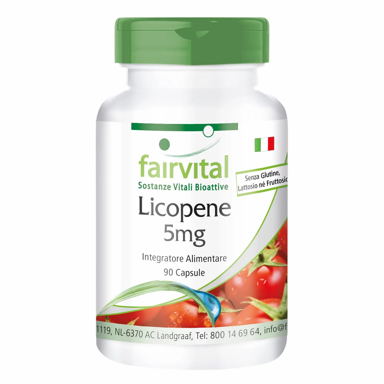 Fairvital Capsule di Licopene 5 mg, 90 Capsule, Alto Dosaggio, Vegane, da Estratto di Pomodoro