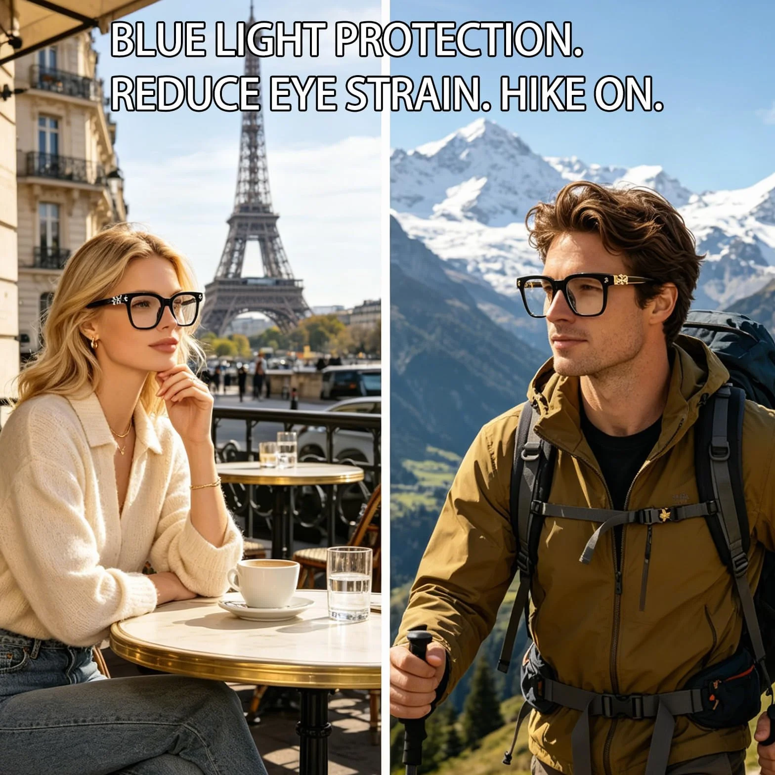 Occhiali Luce Blu 2 Paia Montatura Nera Quadrati Anti Affaticamento per PC TV Gaming