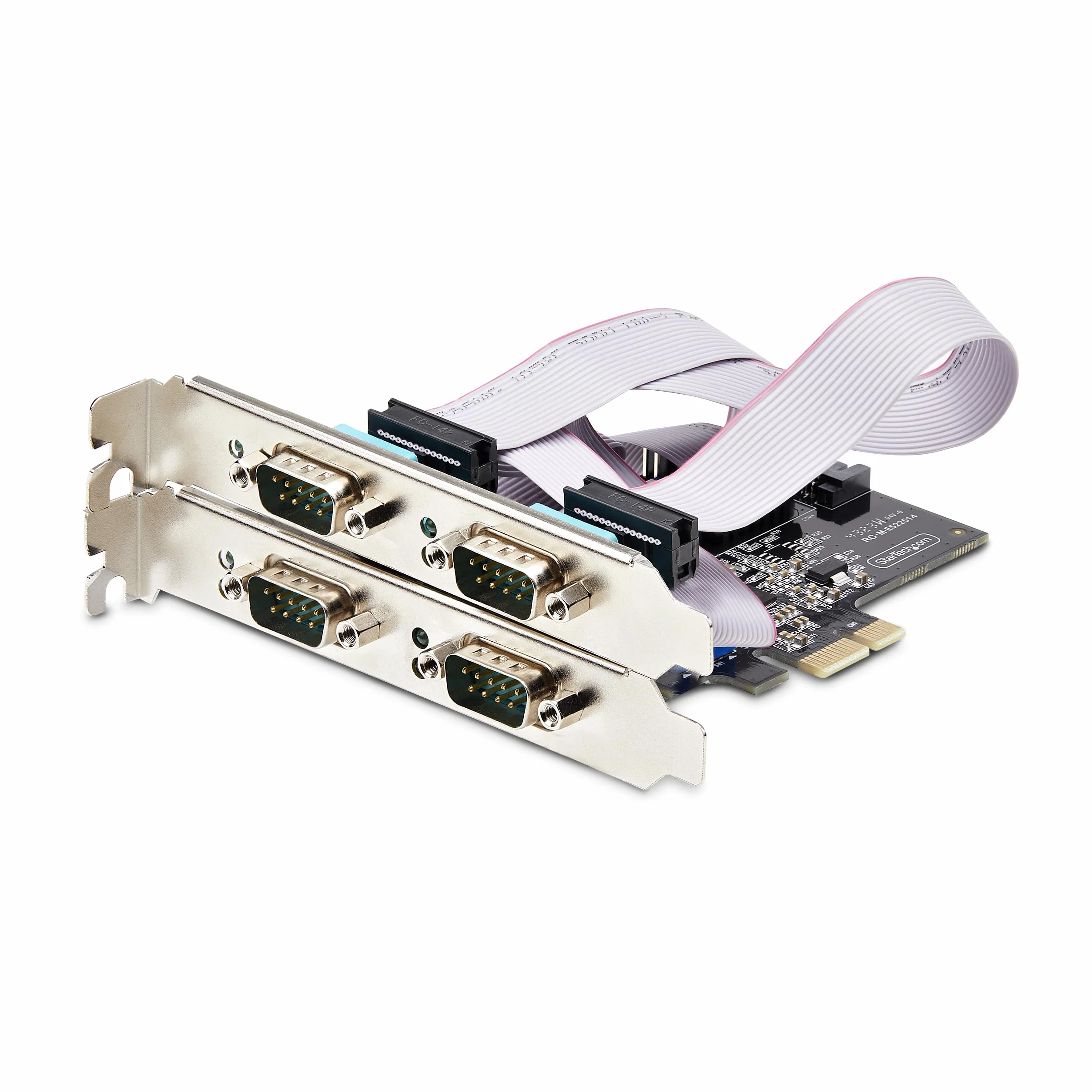 StarTech.com Scheda seriale PCIe a 4 porte, scheda seriale PCI Express a RS232/RS422/RS485 DB9, staffe standard/basso profilo, UART 16C1050, protezione ESD, Windows/Linux (PS74ADF-SERIAL-CARD)