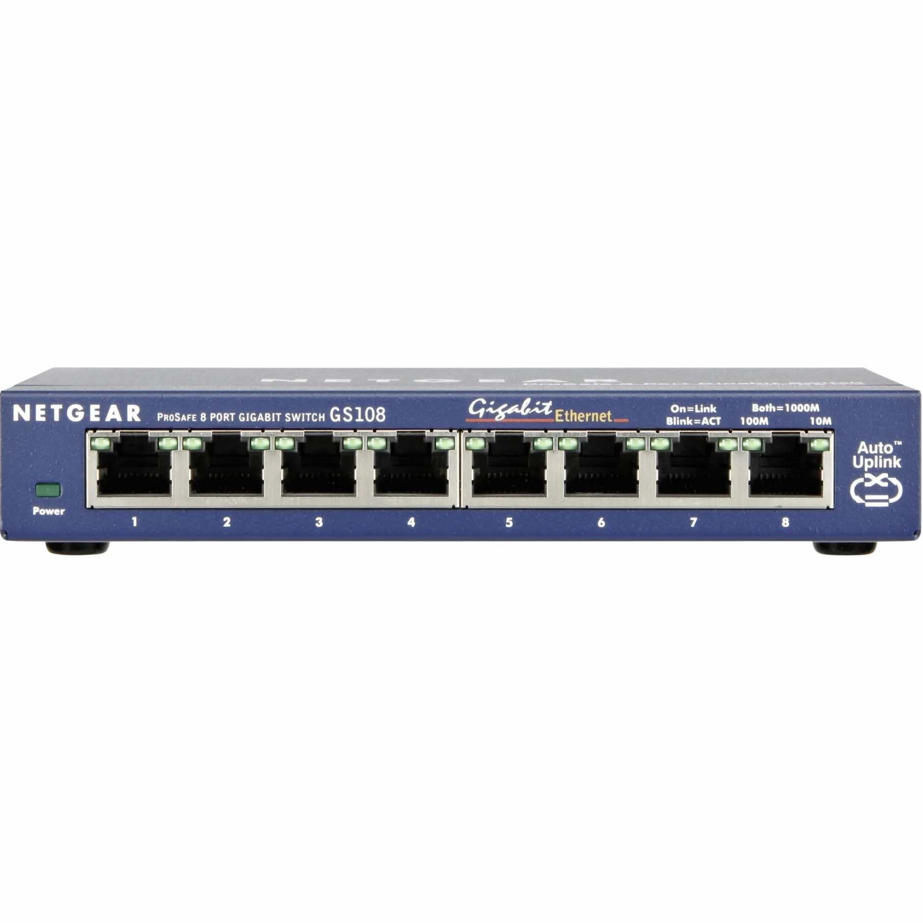 NETGEAR Switch di rete Gigabit a 8 porte (GS108) - Switch Ethernet - Splitter Ethernet - Plug-and-Play - Funzionamento silenzioso - Montaggio a parete o da tavolo