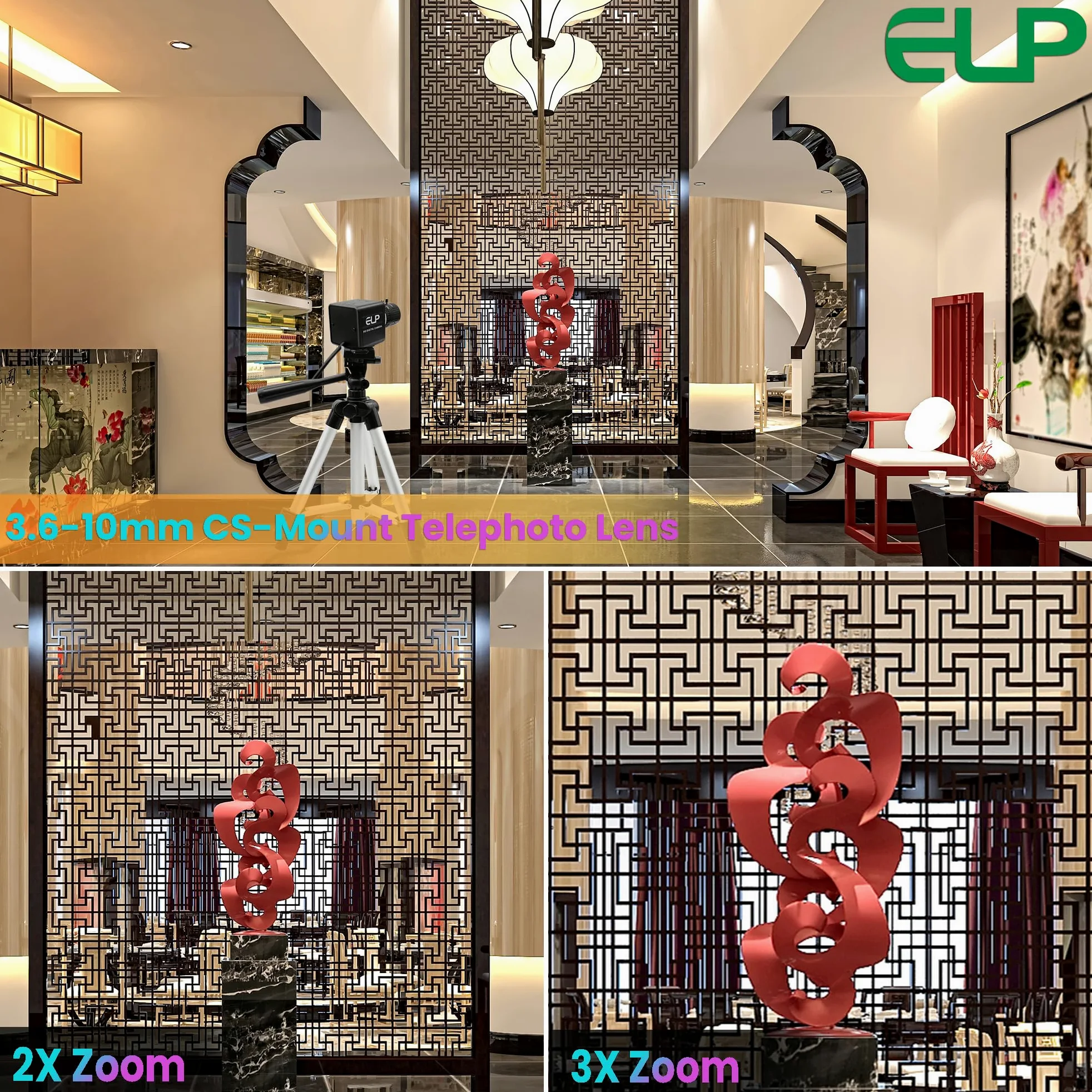 ELP Webcam con zoom manuale da 12 MP USB per computer 1080P 120fps Messa a fuoco variabile Lightburn Camera ad alta velocità 3.6-10mm Zoom 3X USB2.0 PC Cam Varifocal USB Security Webcam per