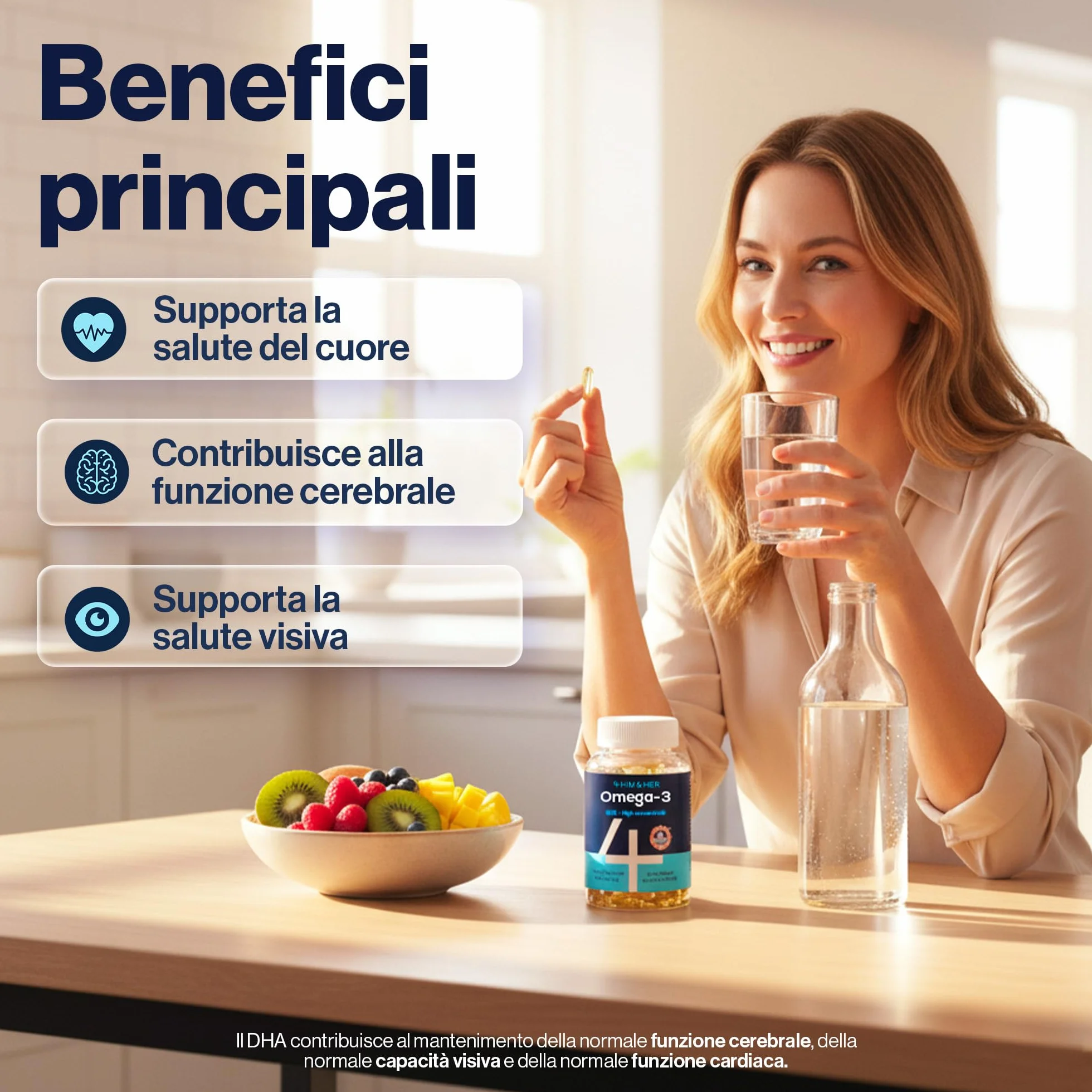 Omega 3 1334mg Alto Dosaggio 120 Capsule – Olio di Pesce – 668mg EPA, 500mg DHA – 80% rTG – FOS Certificato