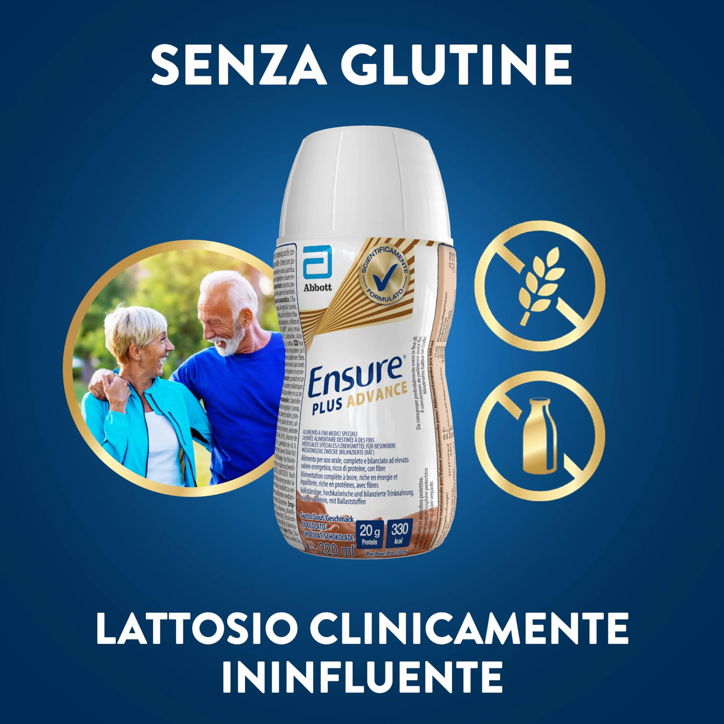 Ensure Plus Advance Supplemento Nutrizionale Ipercalorico Iperproteico 4x220ml Gusto Cioccolato