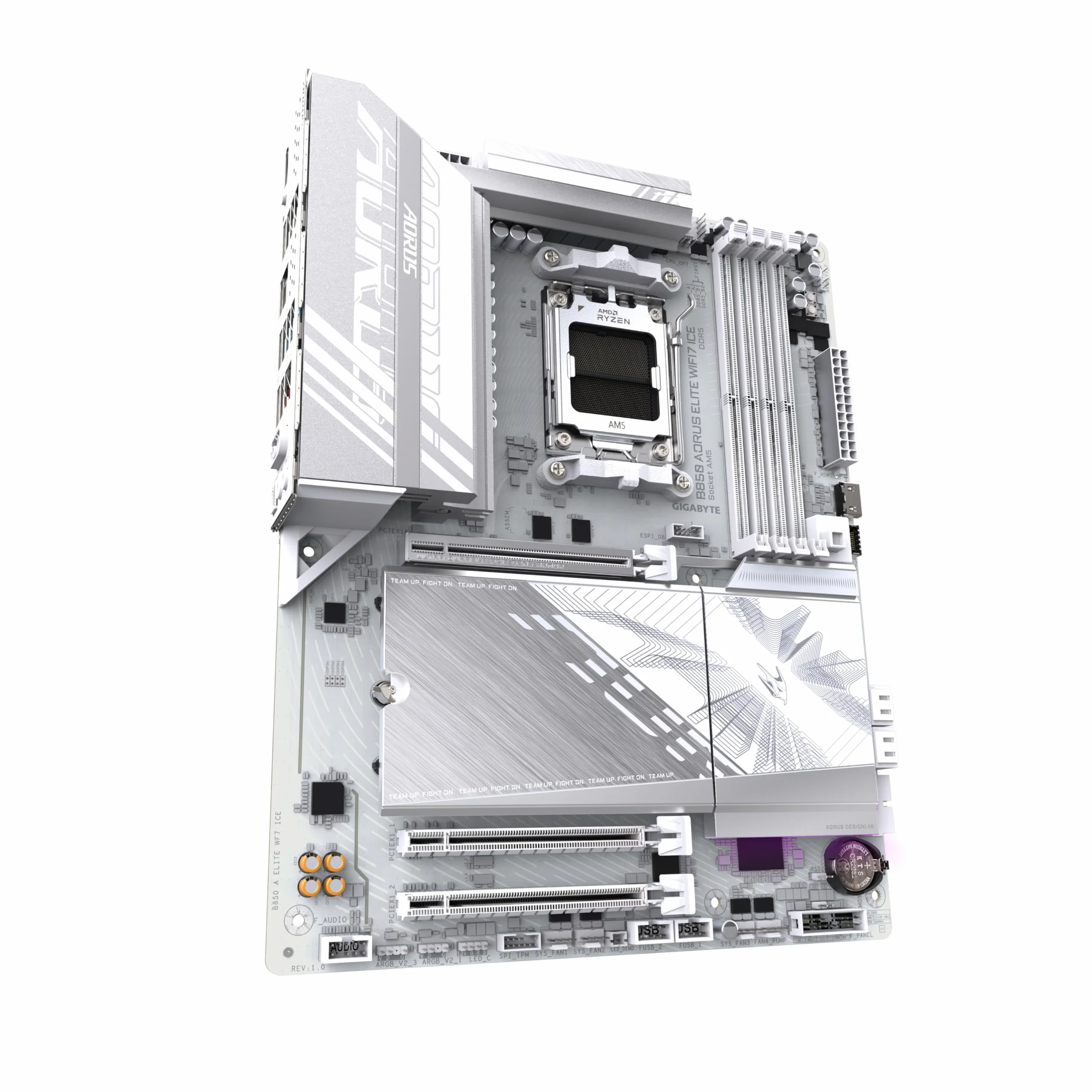 GIGABYTE B850 AORUS ELITE WIFI7 ICE Scheda Madre - CPU AMD Ryzen Serie 9000, VRM digitale 14+2+2 fasi, fino a 8200MHz DDR5 (OC), 1xPCIe 5.0 + 2xPCIe 4.0 M.2, LAN 2,5, WIFI 7, USB 3.2 Gen 2x2