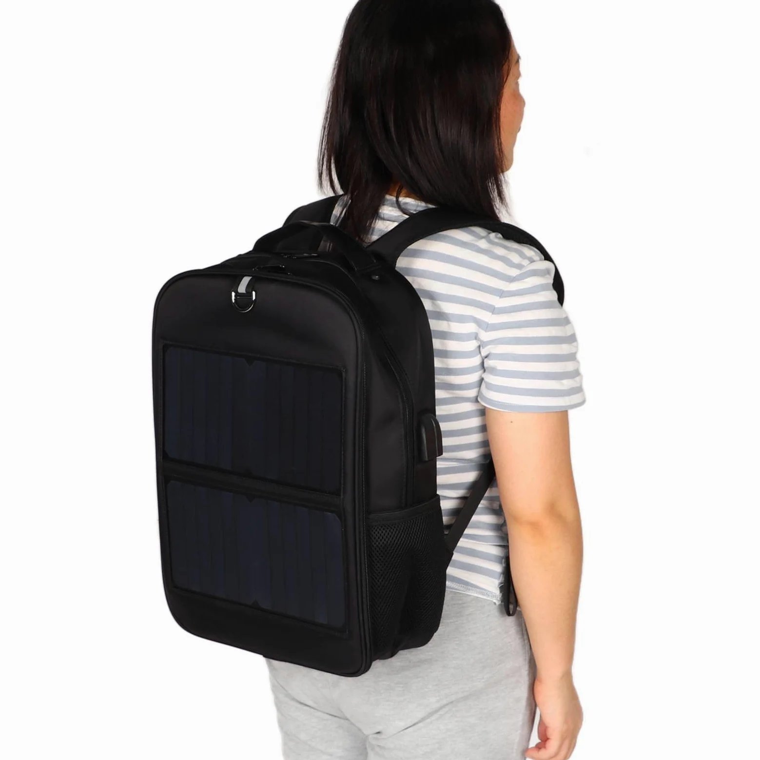 Pyhodi Zaino con Pannello Solare da 14 W, Borsa per Laptop di Grande capacità con Maniglia Porta di Ricarica USB Zaino da Esterno in Nylon per Escursionismo, Ciclismo, Corsa, Sport