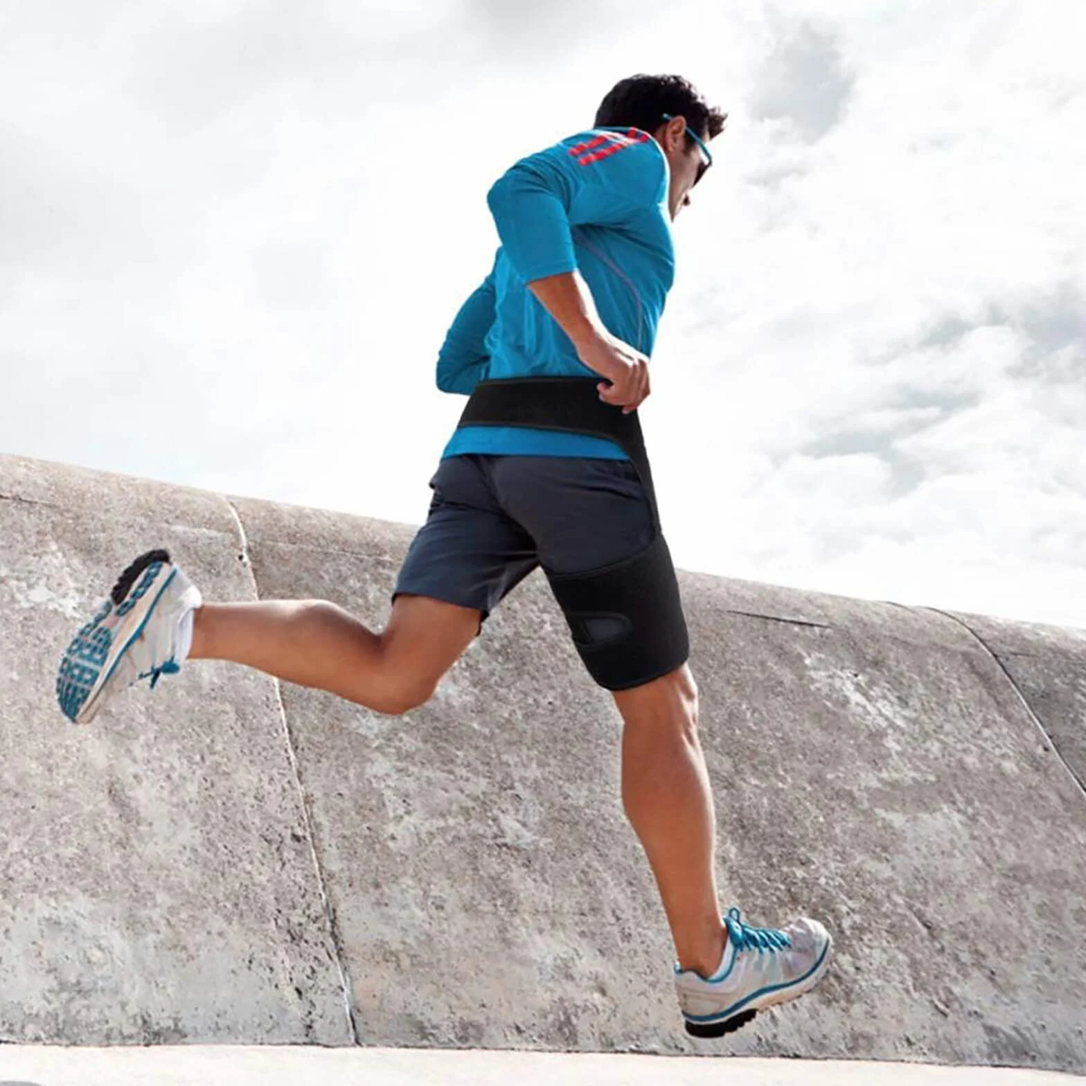 Tutore dell'anca per compressione coscia sollievo sciatica supporto gambe Manicotto avvolgente fianchi muscolari stabilizzatori