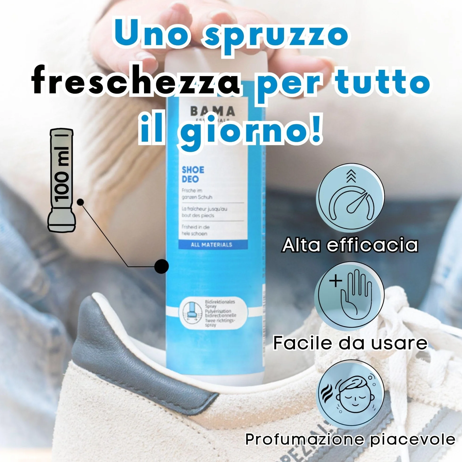 BAMA Spray Deodorante per Piedi e Scarpe 100 ml