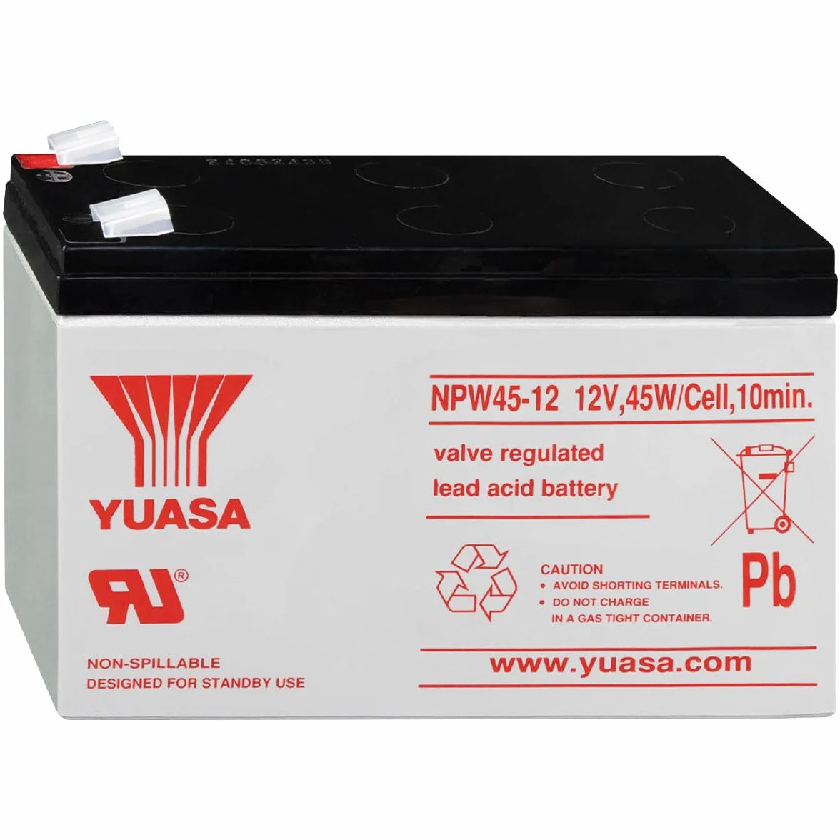 Batteria Yuasa al Piombo-Acido per UPS 12V 8,5Ah, NPW45-12 (Faston 250 6,30 mm)