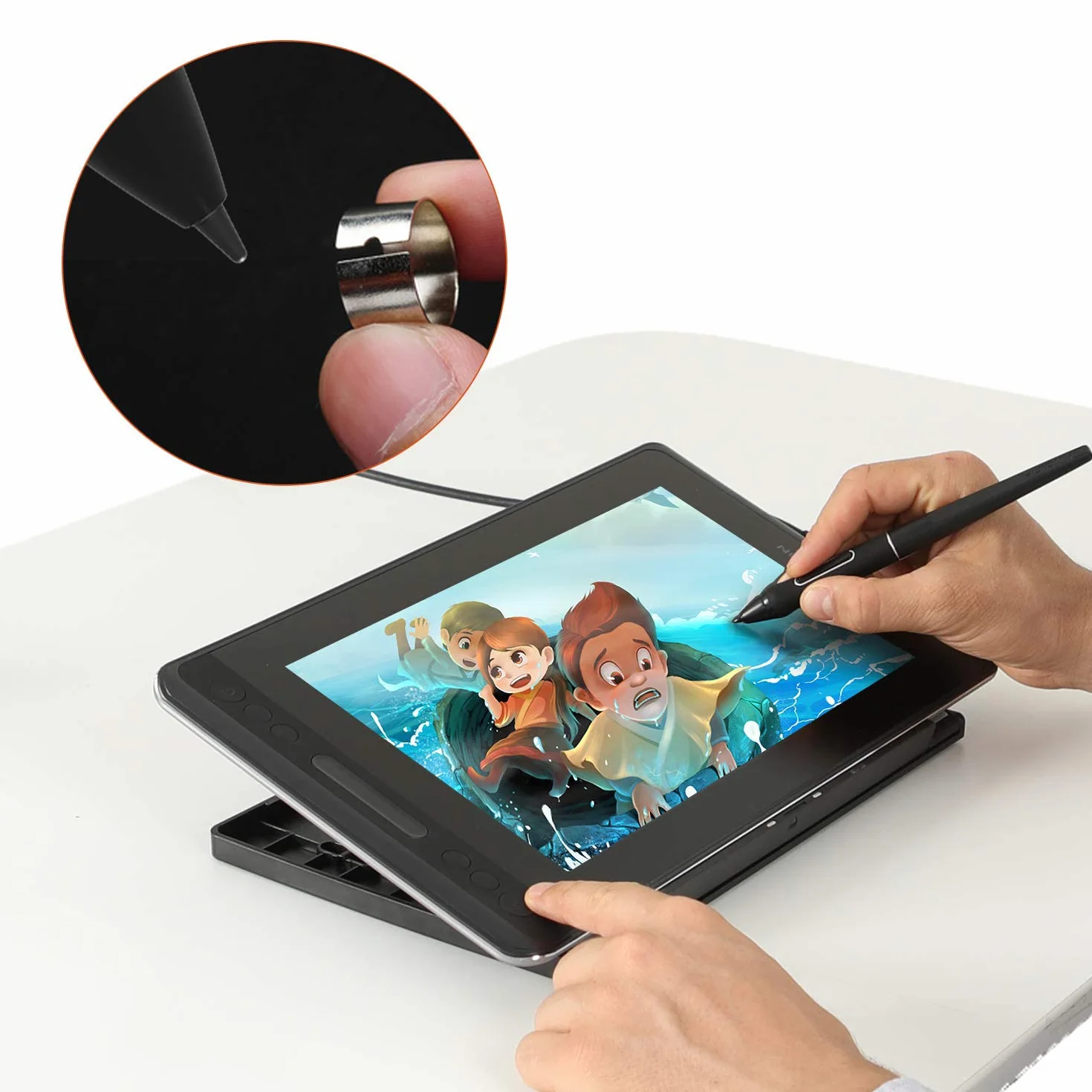 HUION Penna Senza Batteria PW507 Combina 8192 Valori per la Pressione Della Penna con il più Alto Tasso di Misurazione di 266PPS Compatibile con Kamvas Pro 12,Pro 13,Pro 16,Kamvas 20,GT-191 V2 (700K)