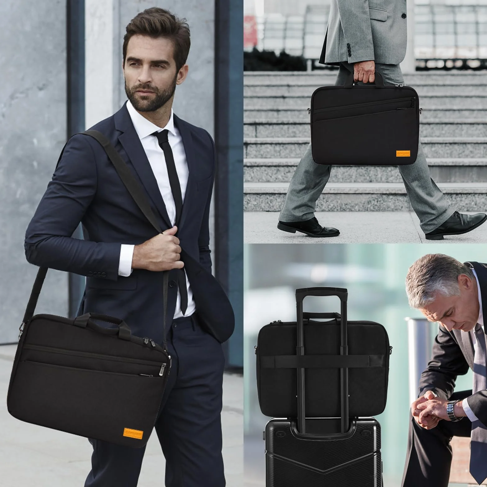 bagasin Borsa a Tracolla per PC, Borsa Messenger per Porta Laptop 15 15,6 16 Pollici, Custodia per PC Computer Portatile, Valigetta Tessuto Idrorepellente, Imbottita e Leggera