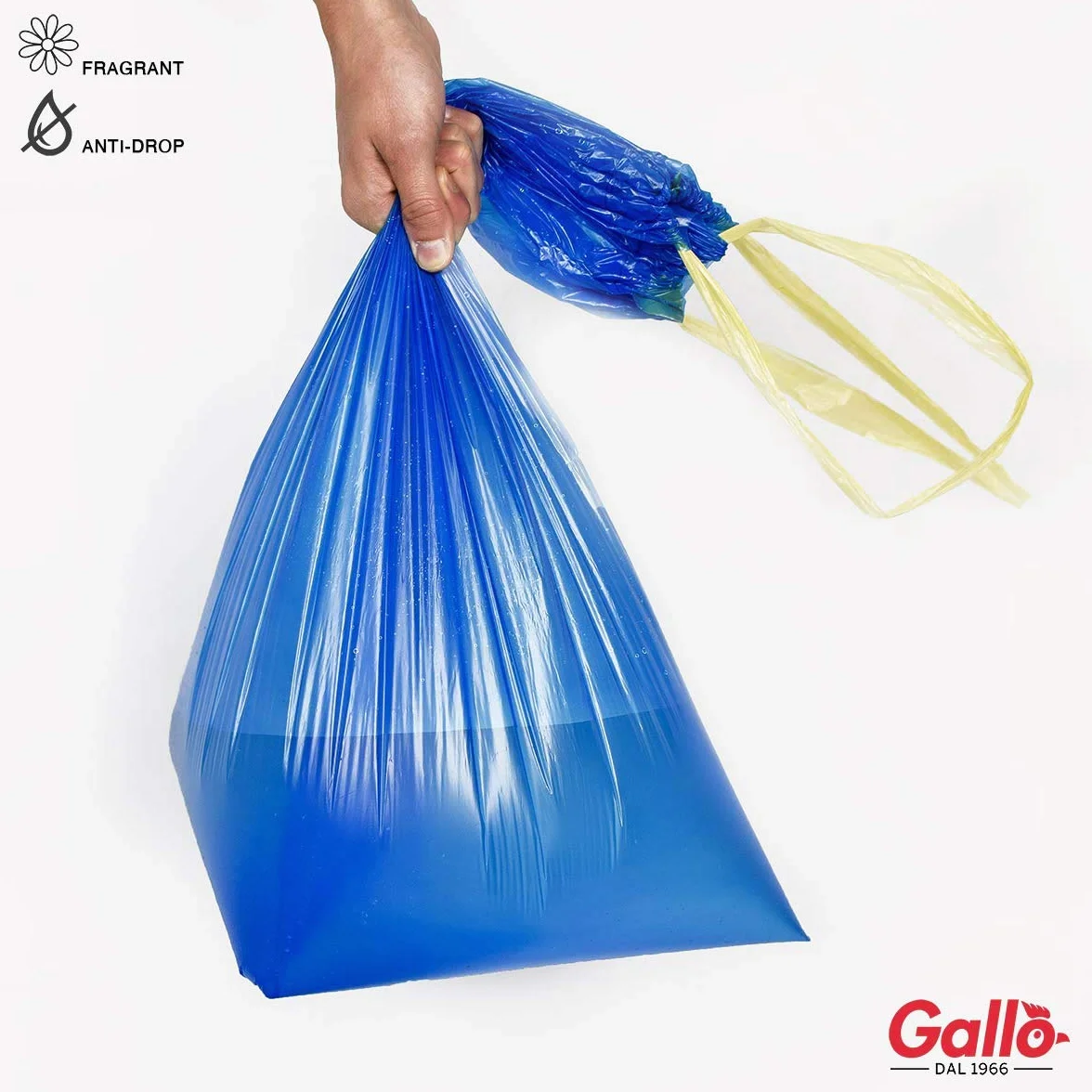 Gallo 90 Sacchi per Pattumiera 55x65cm 40 Litri Blu Maniglie Tira e Chiudi