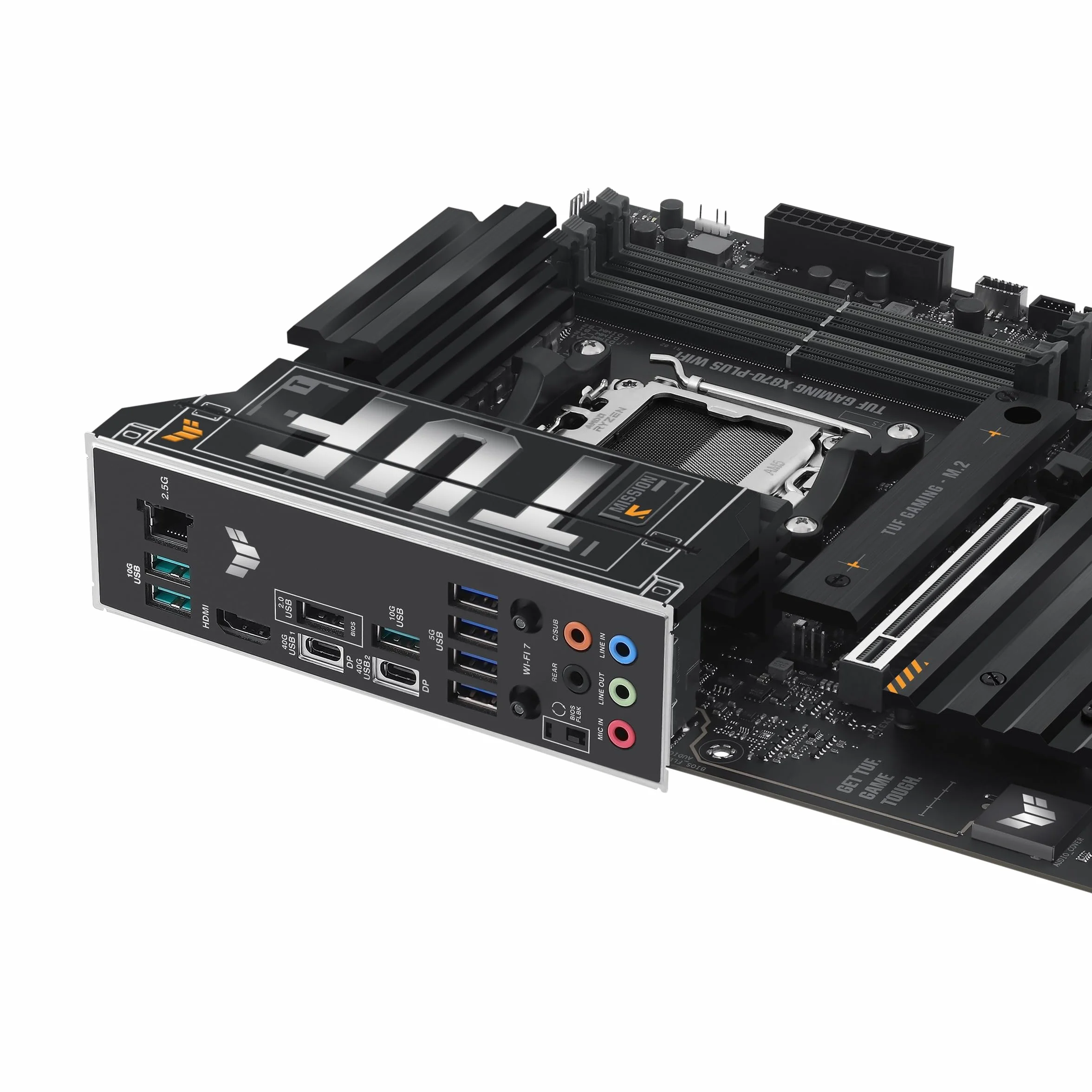 ASUS TUF GAMING X870-PLUS Scheda madre WIFI ATX, 16+2+1(80A) stadi di alimentazione, DDR5, PCIe 5.0, GPU di nuova generazione, 4 slot M.2, WiFi 7, USB4 20 Gbps anteriore con PD Fast Charge, Aura Sync