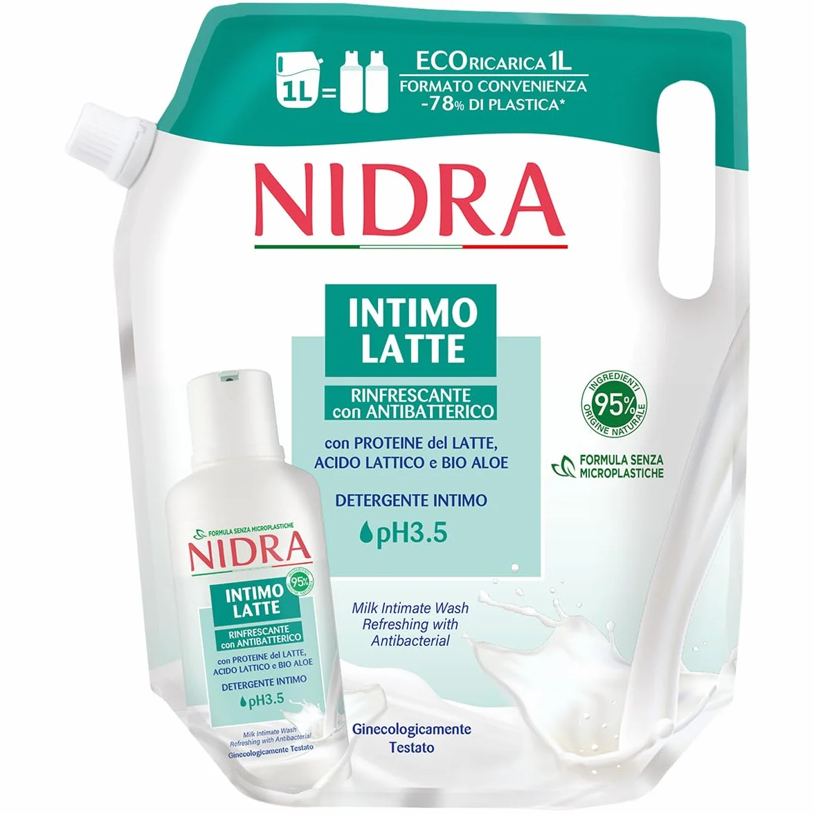 NIDRA Eco-Ricarica Detergente Intimo Rinfrescante Antibatterico 1000 ml