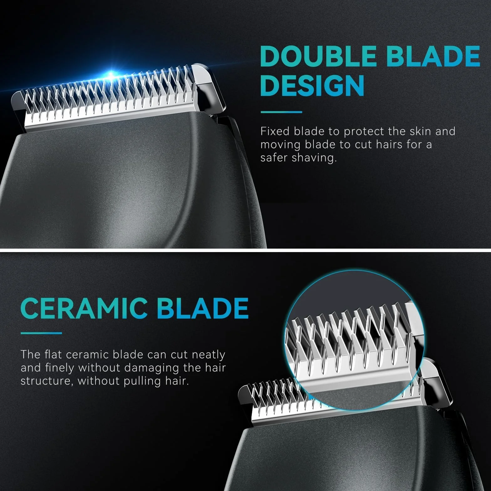 kensen Rasoio Elettrico Corpo Uomo IPX7 Impermeabile Wet & Dry con Pettine 3/6mm e Luce LED