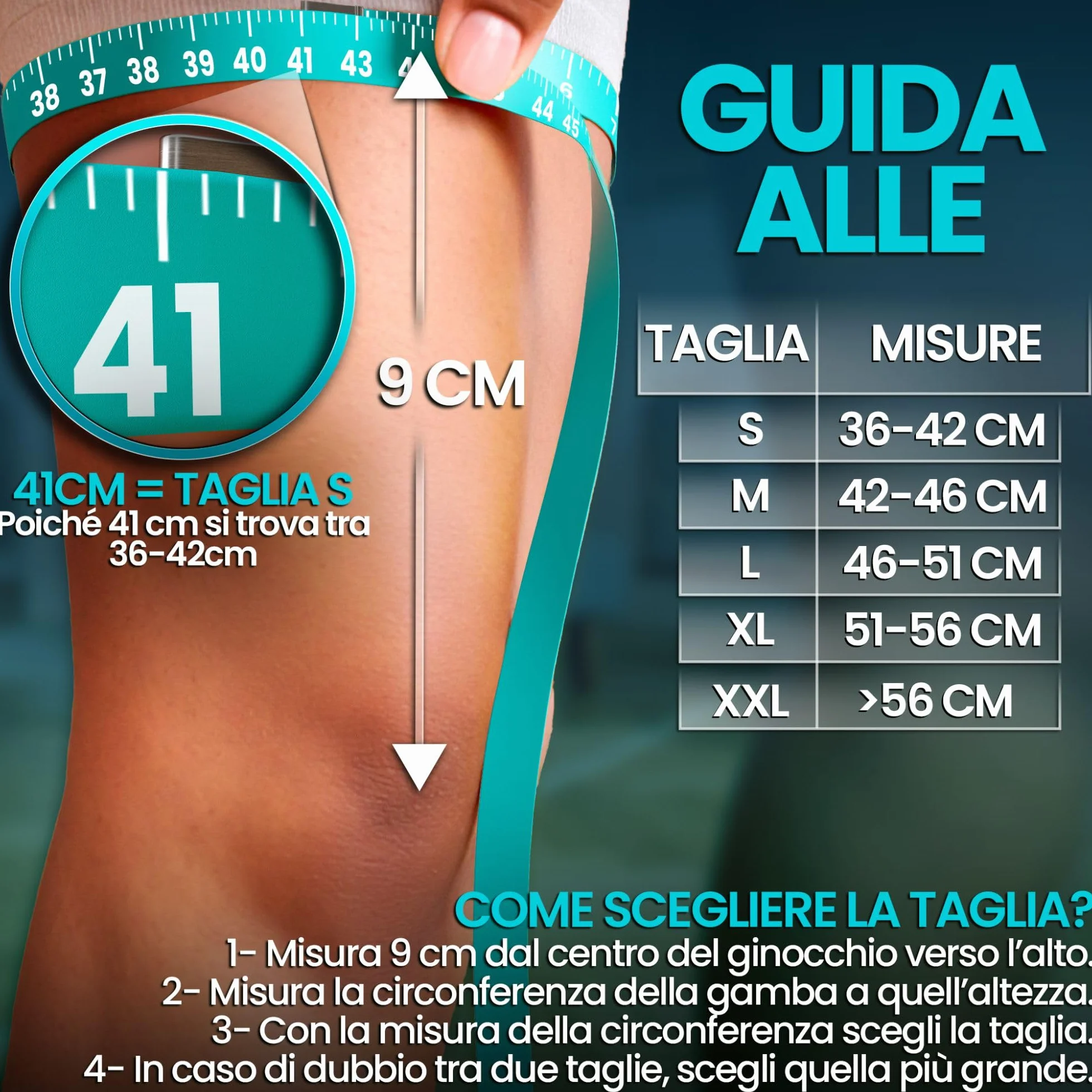 NativoDex Ginocchiera Ortopedica di Compressione Stabilizzante Menisco Legamenti Sport Fascia Elastica Antiscivolo Traspirante Palestra Corsa