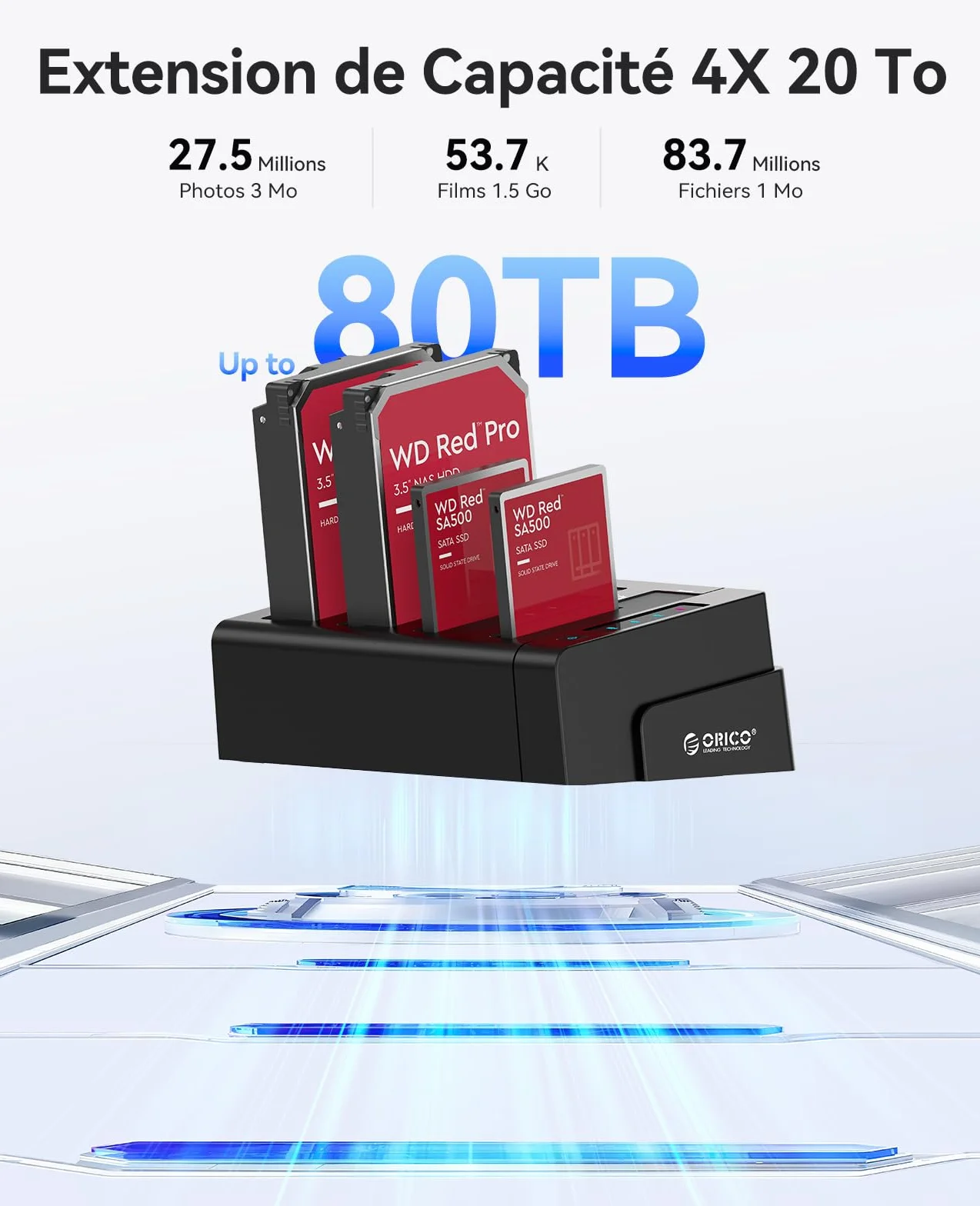 ORICO 4-bay USB 3.0 HDD Docking Station 2.5 3.5 Pollici Clone Funzione 12V6.5A