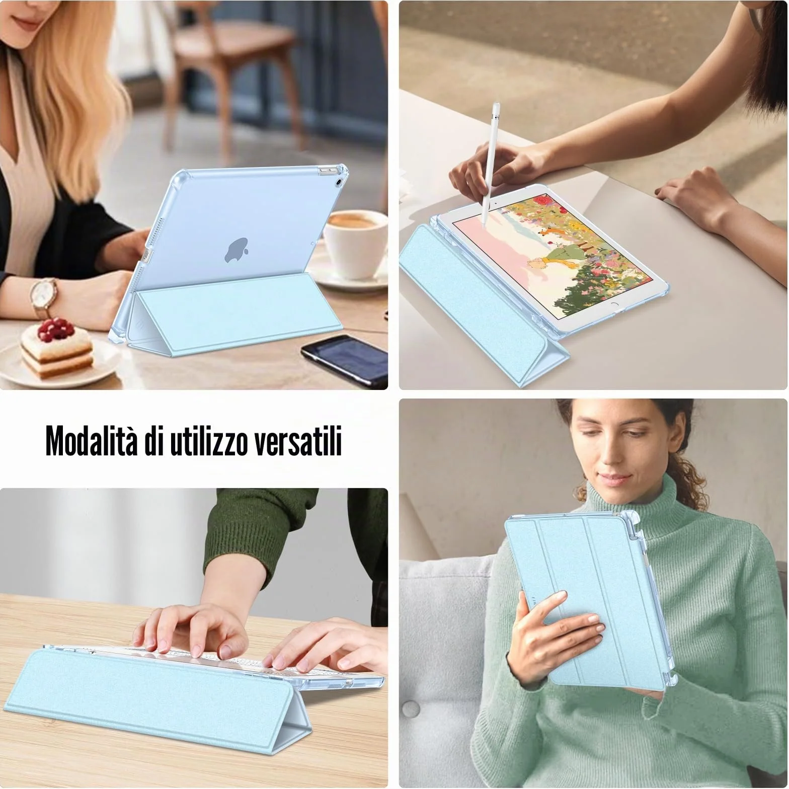 FINTIE Custodia per iPad 10.2 Pollici 9a 8a 7a Generazione con Built-in Pencil Holder, Cielo Blu