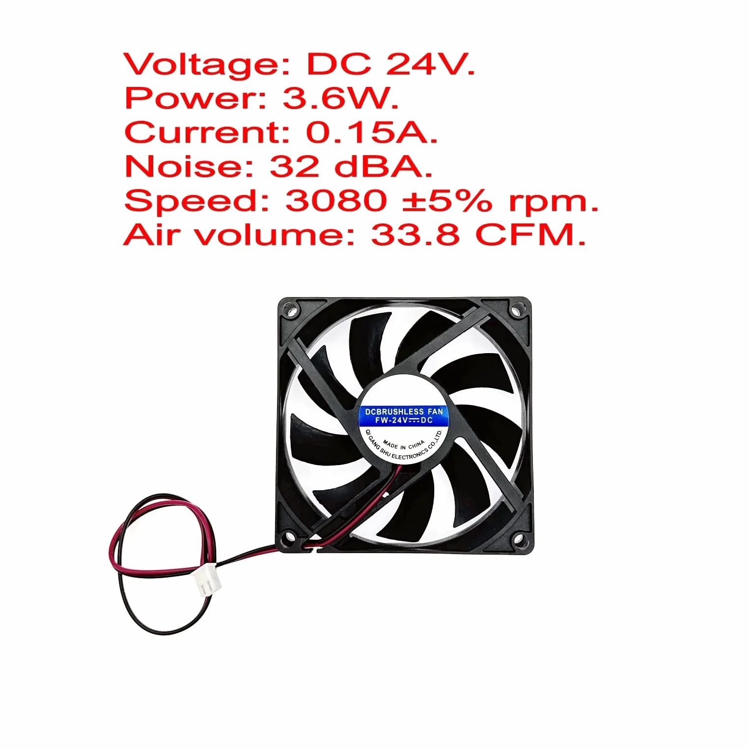 JZK 4 pezzi 80x80x15 mm 2 pin DC 24 V mini ventola di raffreddamento silenziosa con fili, 8015 piccola ventola di raffreddamento 80 mm, 8cm 24 V ventola DC brushless, ventola per stampante 3D