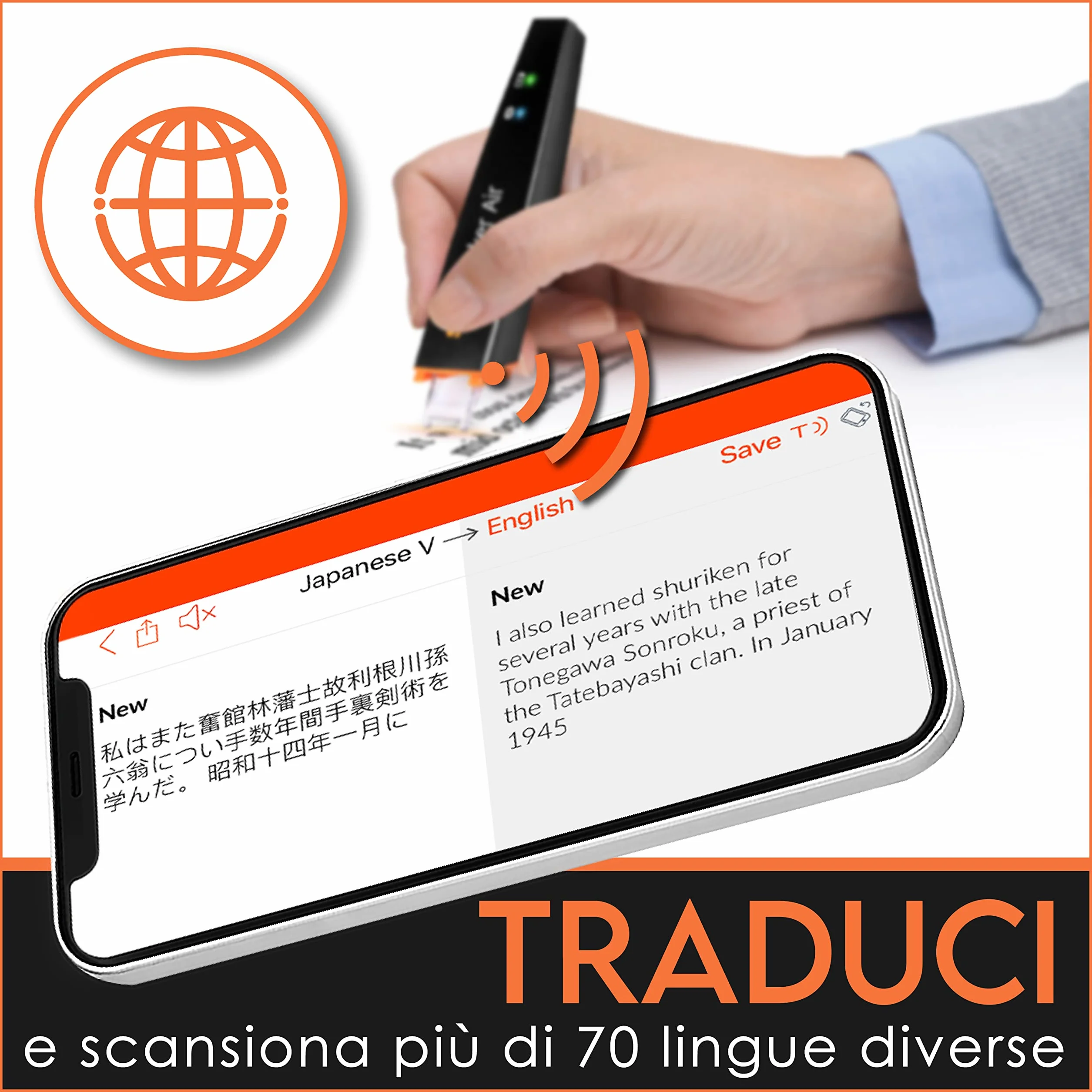Scanmarker Air Penna Scanner e Traduttore Multilingue per Dislessia, Studenti, Professionisti - Compatibile Mac, Windows, iOS, Android, Nero