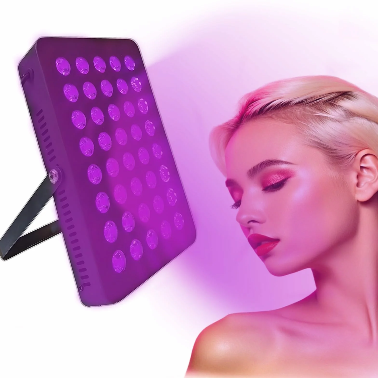 Lampada abbronzante 395 nm 80 W 40 LED per terapia della luce viso e corpo regolabile con occhiali