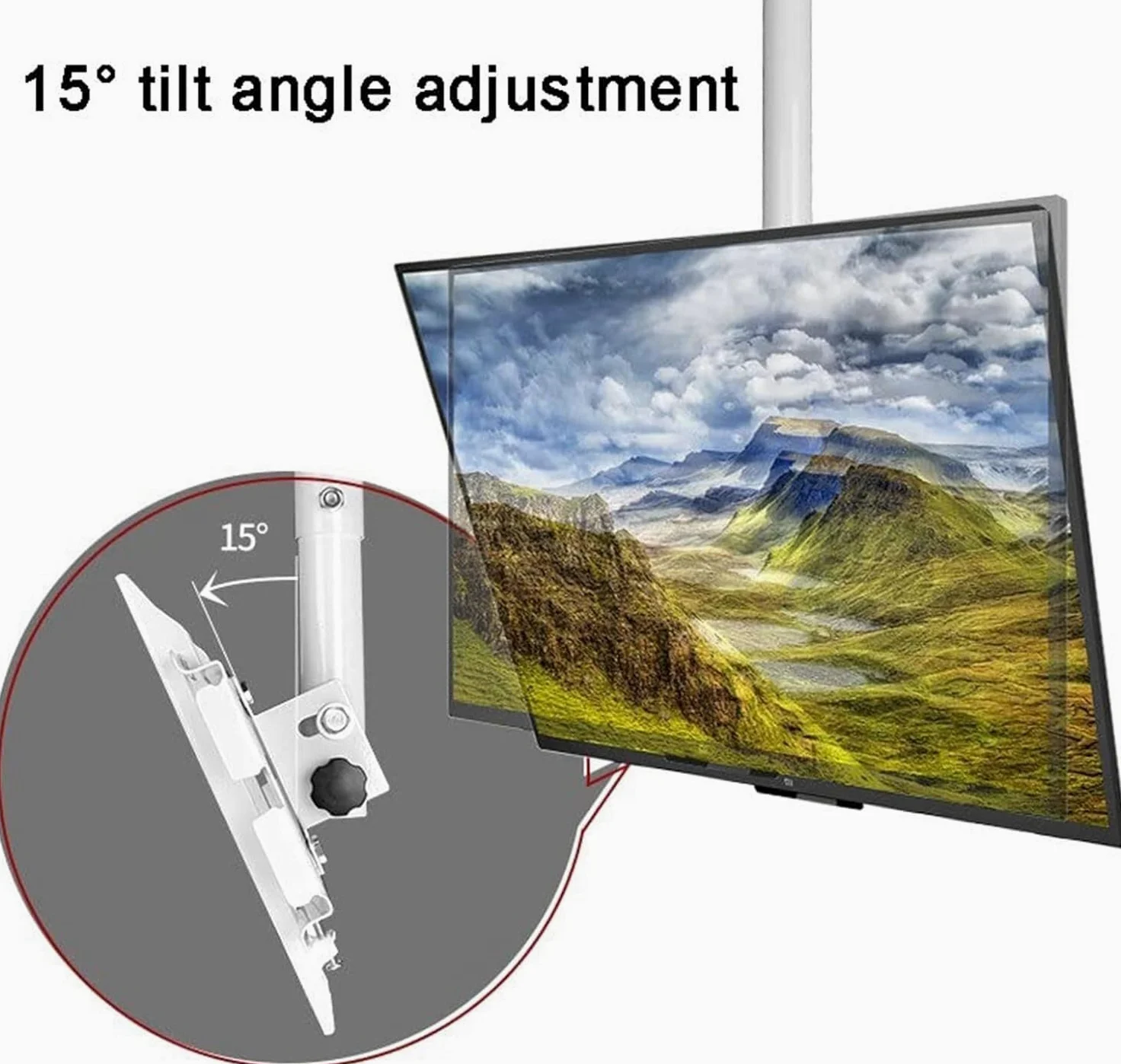 Supporto TV A Soffitto Inclinabile E Girevole per Monitor, Supporto TV Completamente Orientabile per TV da 32 A 55 Pollici, Supporto TV Telescopico Regolabile in Altezza
