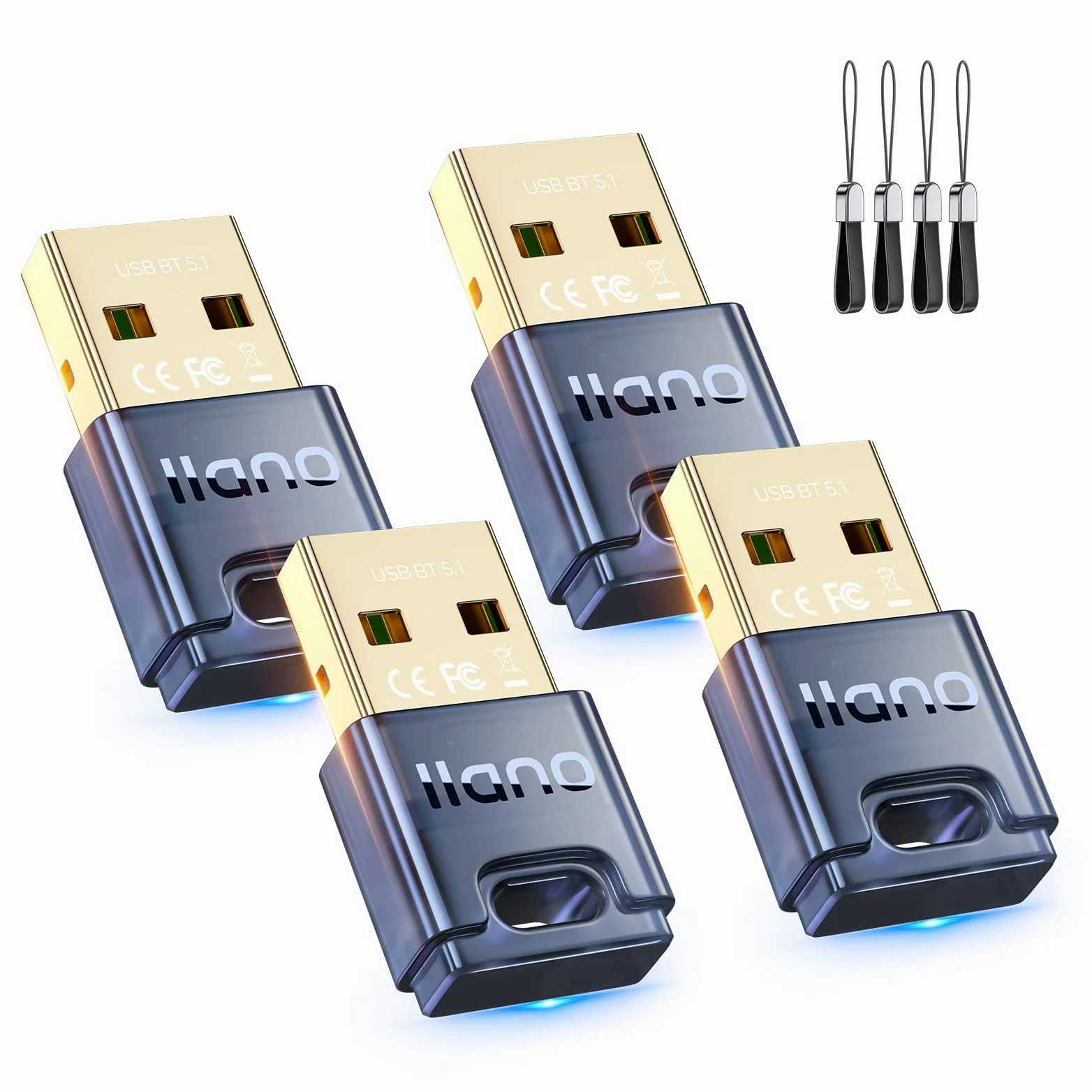 Adattatore Bluetooth, Bluetooth Dongle USB 5.1 EDR per desktop, laptop, stampante, cuffie, mouse, tastiera, altoparlante, adattatore Bluetooth per PC, Windows 11/10/8.1, Plug & Play (4 pezzi)