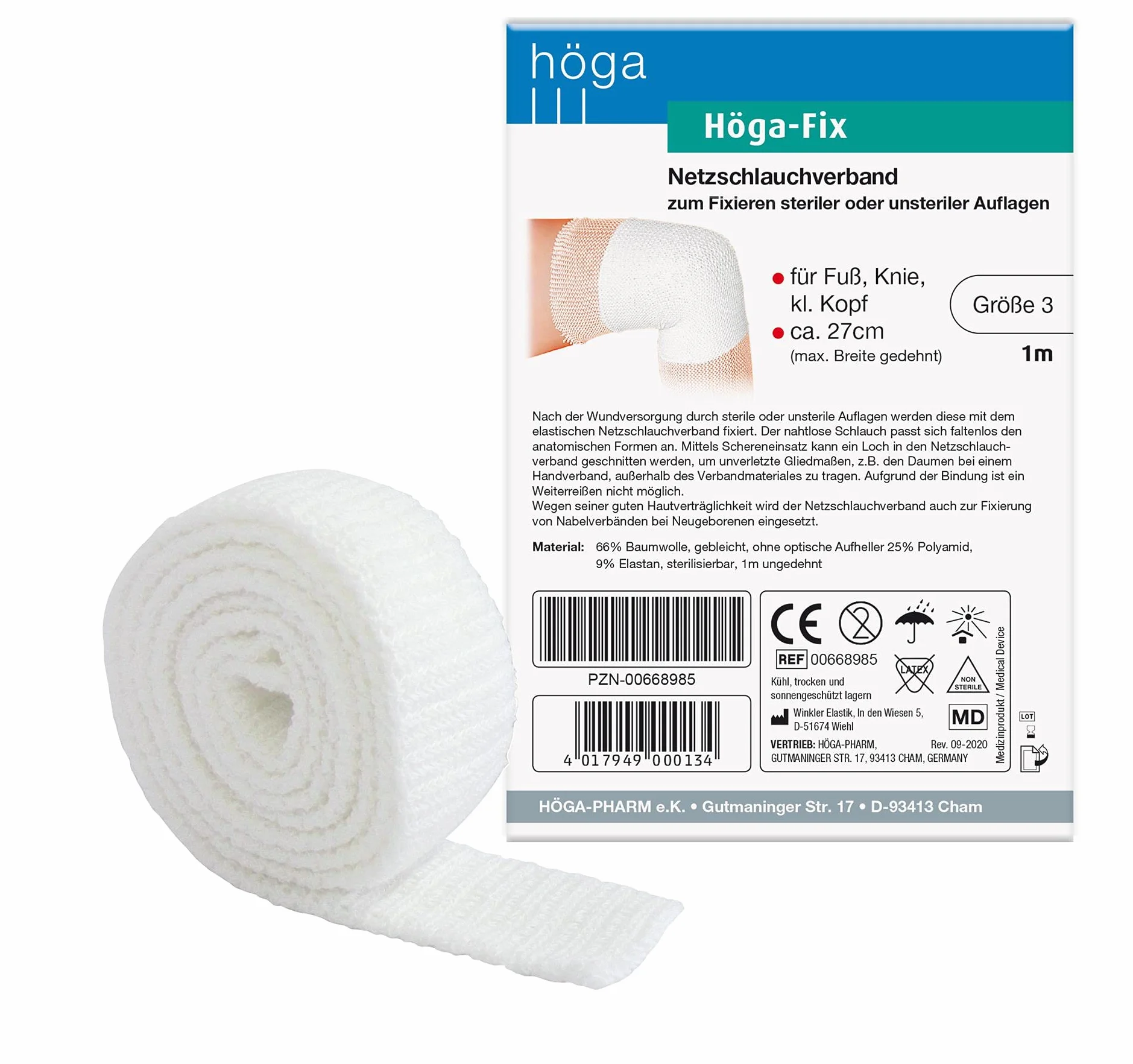 Höga Fix Fascia elastica per fissaggio medicazioni, misura 3, 1 m, 2 pezzi