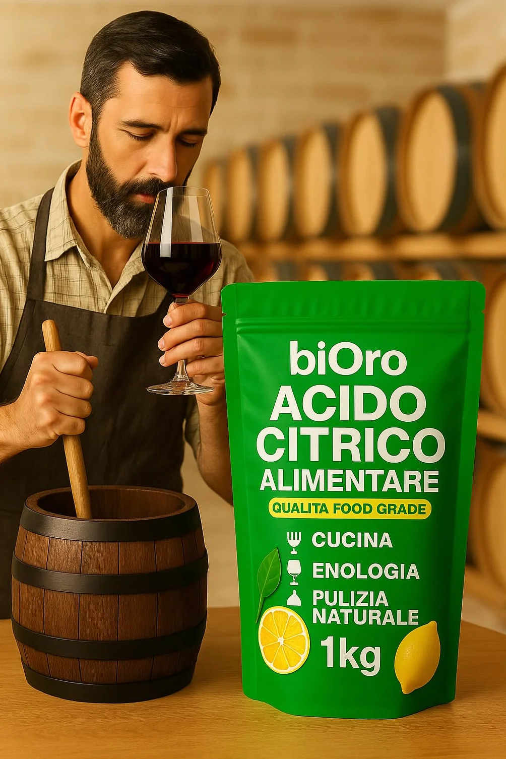 ACIDO CITRICO ALIMENTARE 1 kg BiOro 100% Puro Food Grade Detergente Disincrostante naturale