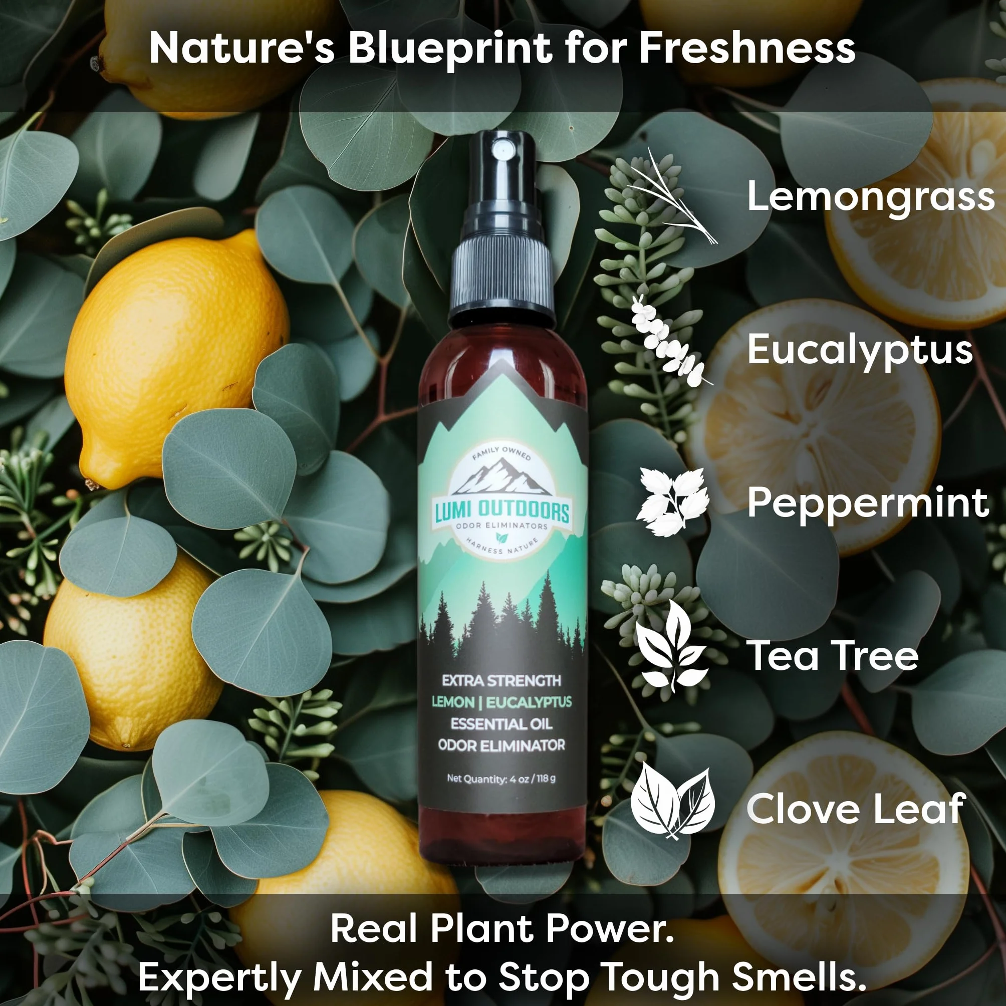 Lumi Outdoors Deodorante spray naturale per scarpe e polvere per piedi limone eucalipto