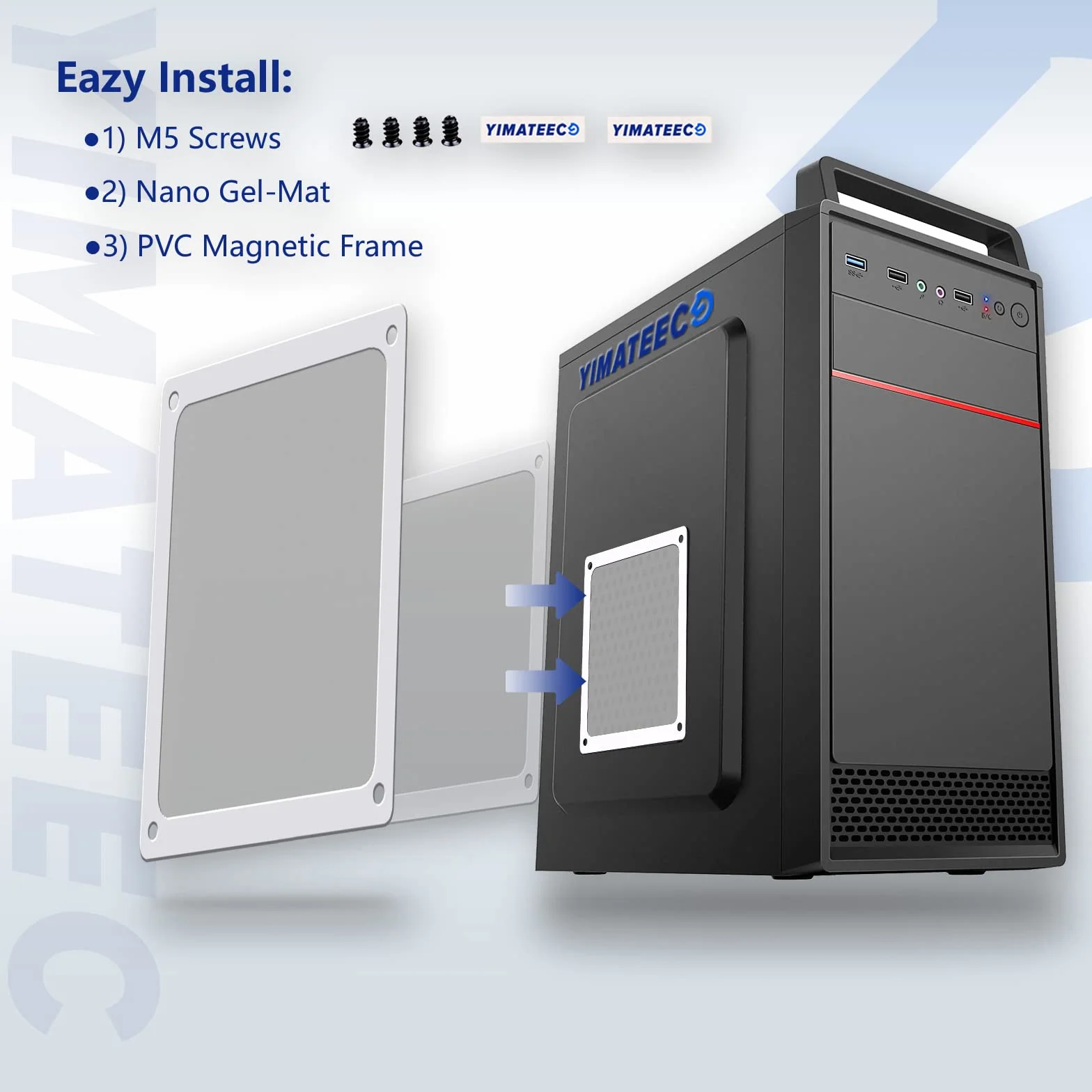 Filtro Antipolvere Magnetico 140mm per PC - Griglia a Rete per Ventola di Raffreddamento Computer Case (Nylon, 140*140mm, 2 Pezzi, Bianco)