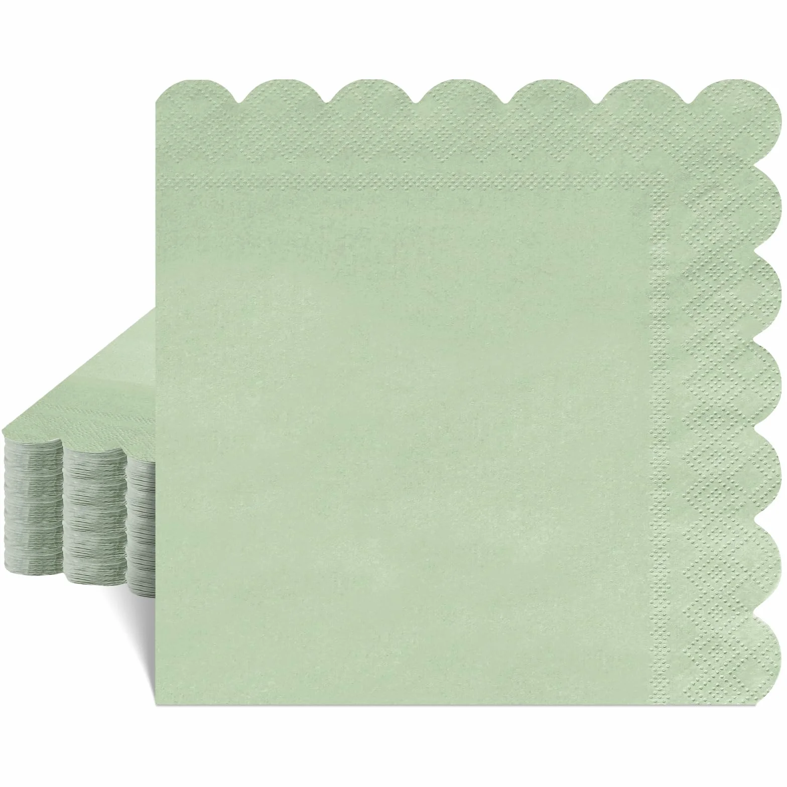 Tovaglioli di carta verde salvia 33x33 cm 2 veli ondulati usa e getta per feste Pasqua matrimonio