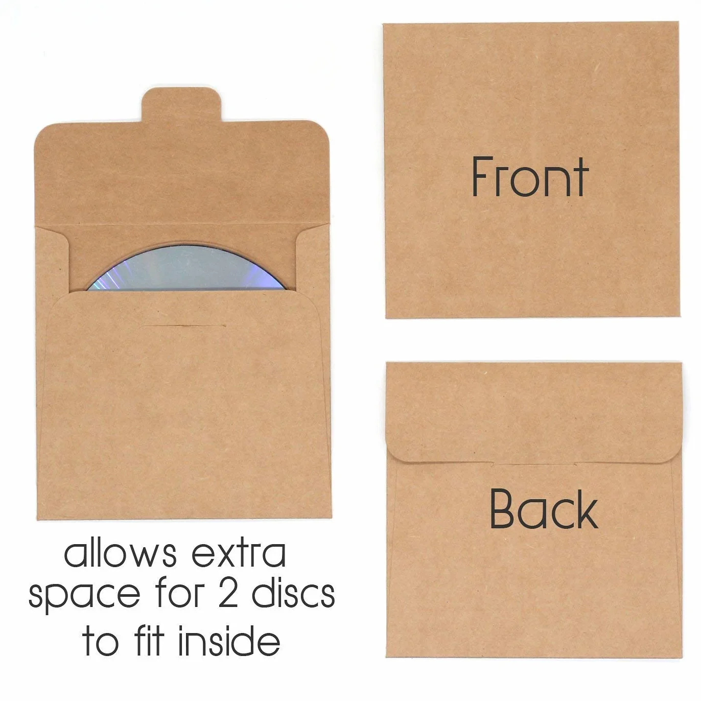 Buste vuote in carta kraft per CD e DVD, confezione da 30 pezzi, 12,5 x 12,5 cm