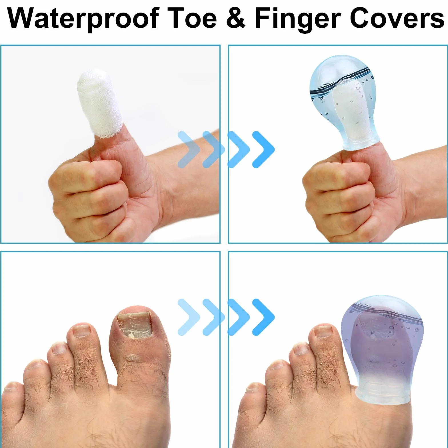 Protezioni Impermeabili per Dita Dei Piedi in Silicone Riutilizzabili (Grande, Medio, Piccolo)