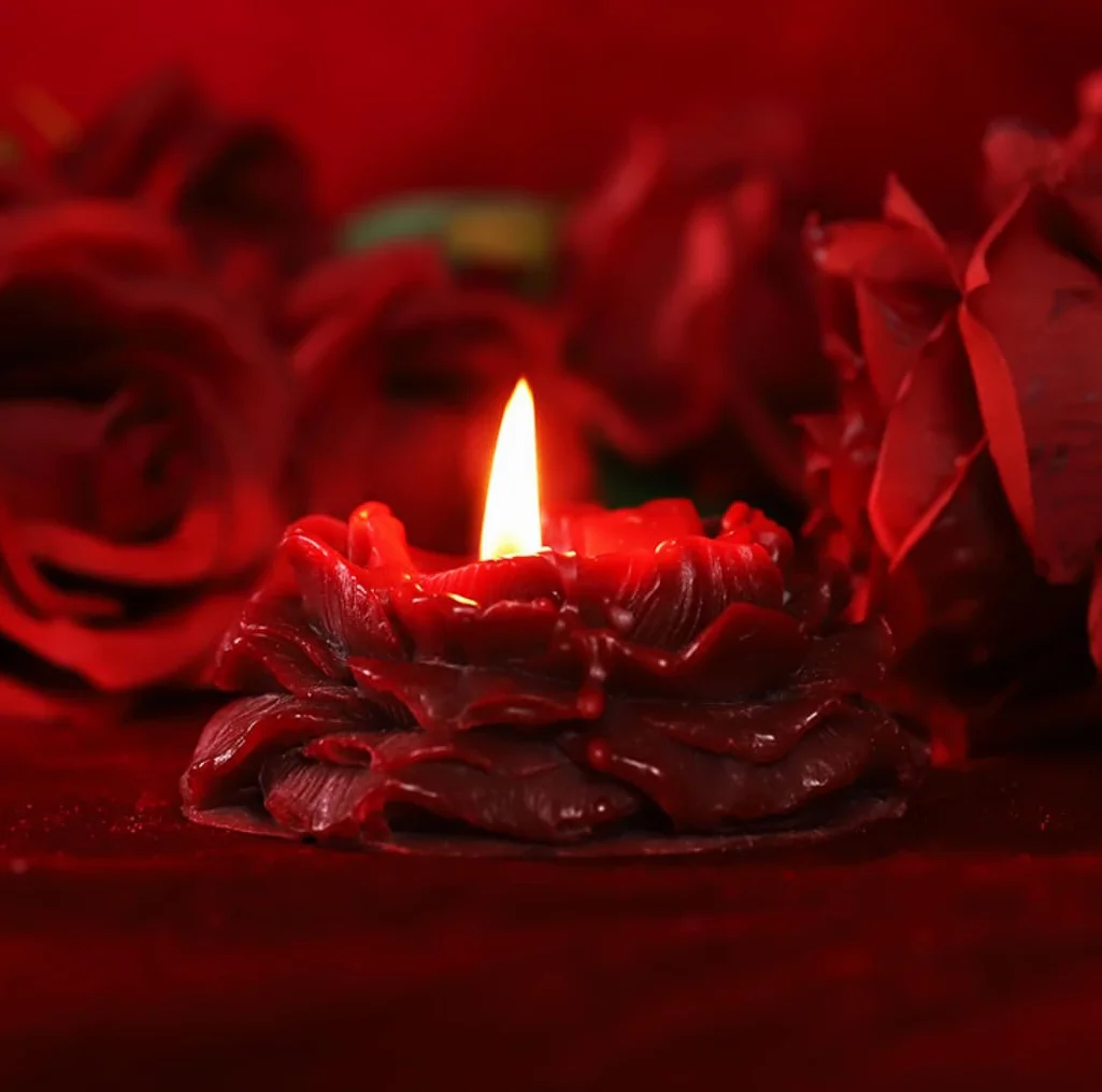 Candela a bassa temperatura a forma di rosa per San Valentino, decorazione casa