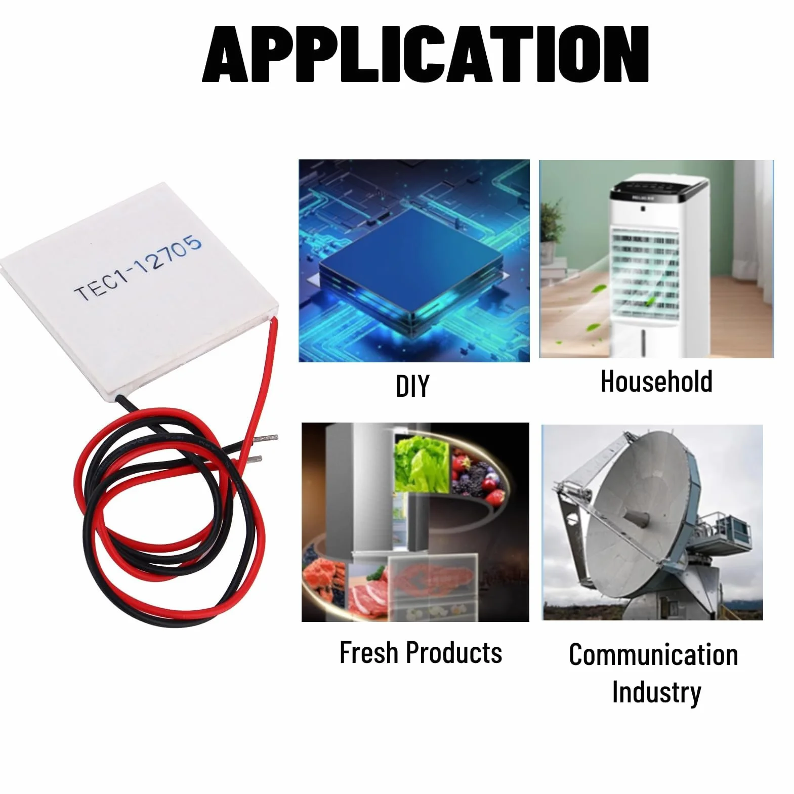 Piastra Peltier, Modulo Peltier, Modulo Elemente 12V 5A TEC1-12705 Piastra di Raffreddamento a Semiconduttore con Buone Prestazioni, per Accessori di Raffreddamento