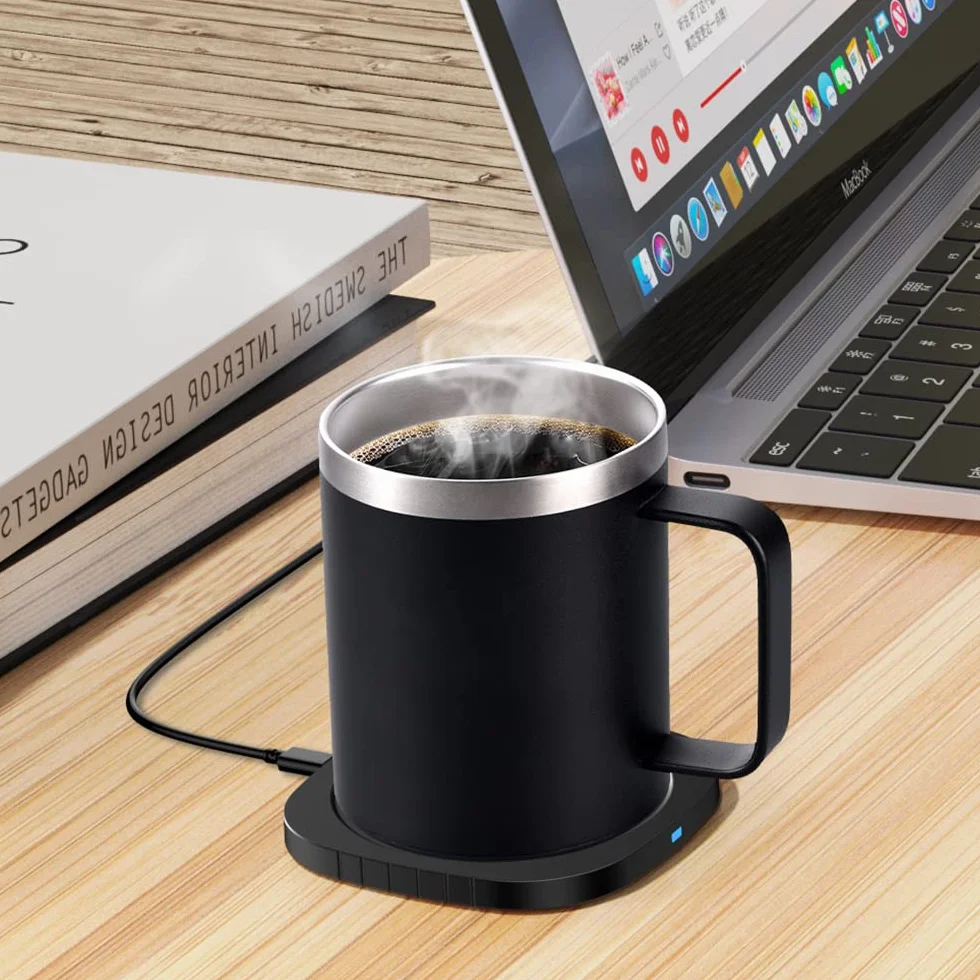 300ml Scalda Bevande Tazza USB 2 in 1 Elettrico Riscaldatore di Caffè Smart Temperatura costante 131 ℉ / 55 ℃ Set Scaldatazze Riscaldato per Casa e Ufficio Latte Acqua Tè Scaldabevande